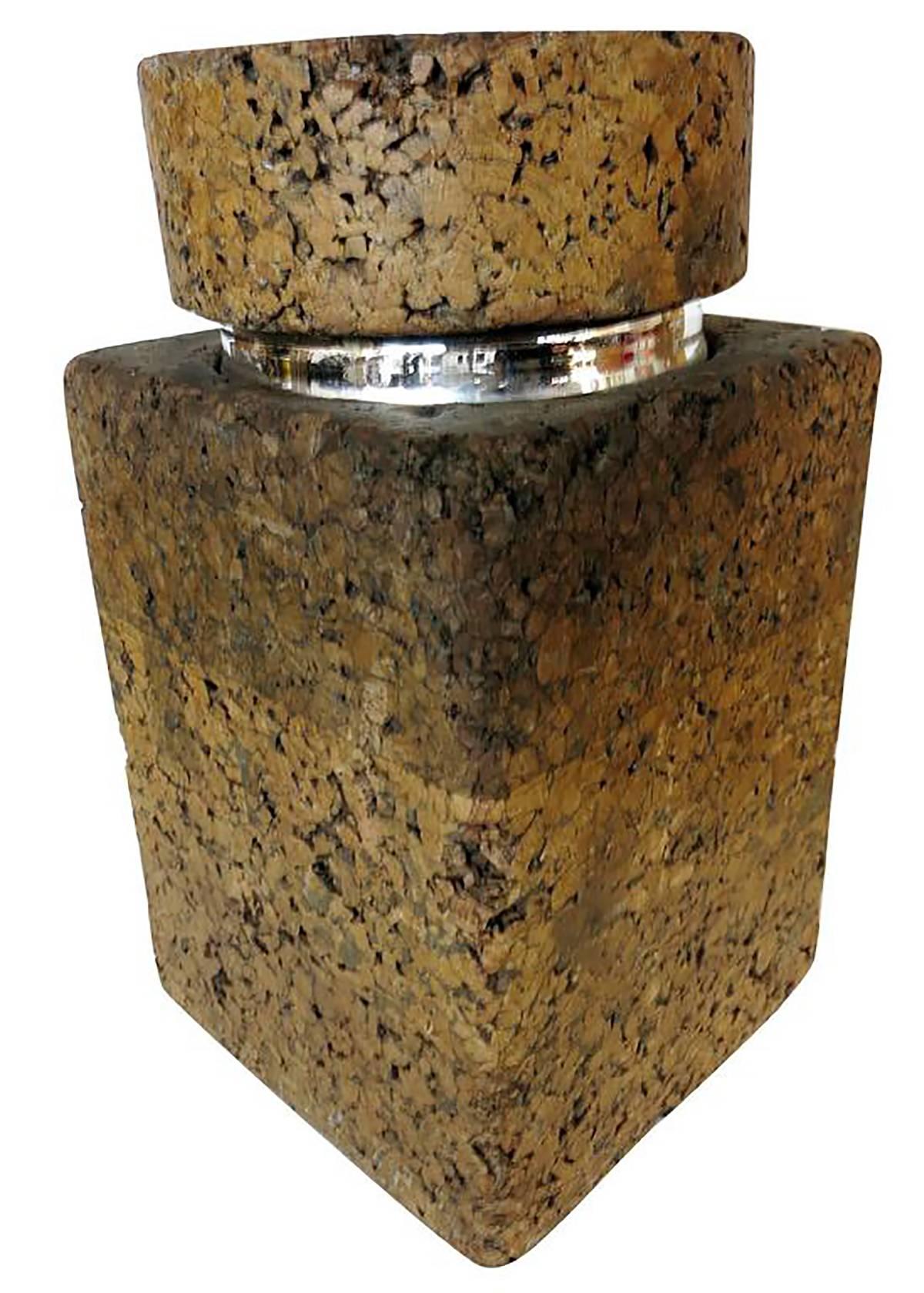 Milo Baughman Inspired Oversized Cork Jar In Excellent Condition For Sale In Van Nuys, CA