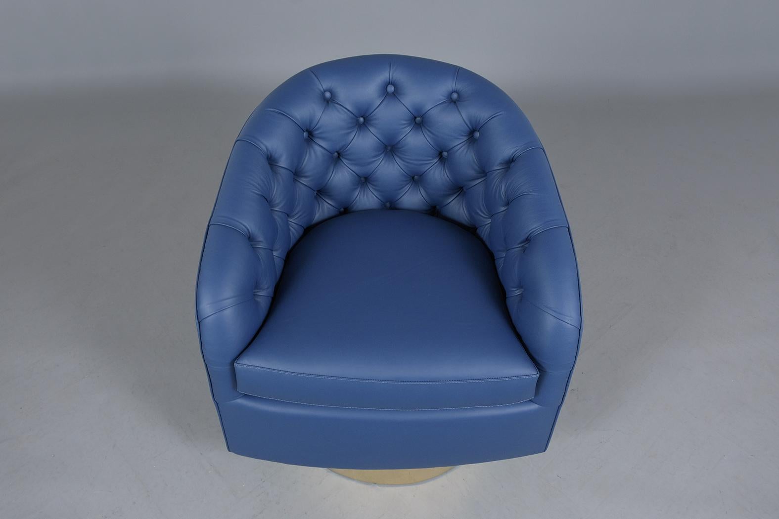 Late 20th Century Milo Baughman-Inspired Vintage Brass Swivel Chairs: Mid-Century Elegance