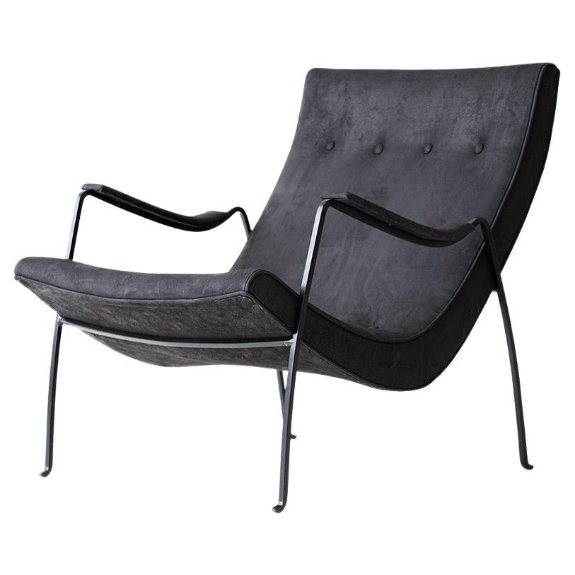 Milo Baughman Iron and Leather Lounge Chair for Thayer Coggin