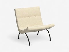 Milo Baughman, Iron, Fabric, Scoop Chair, USA, 1950s
