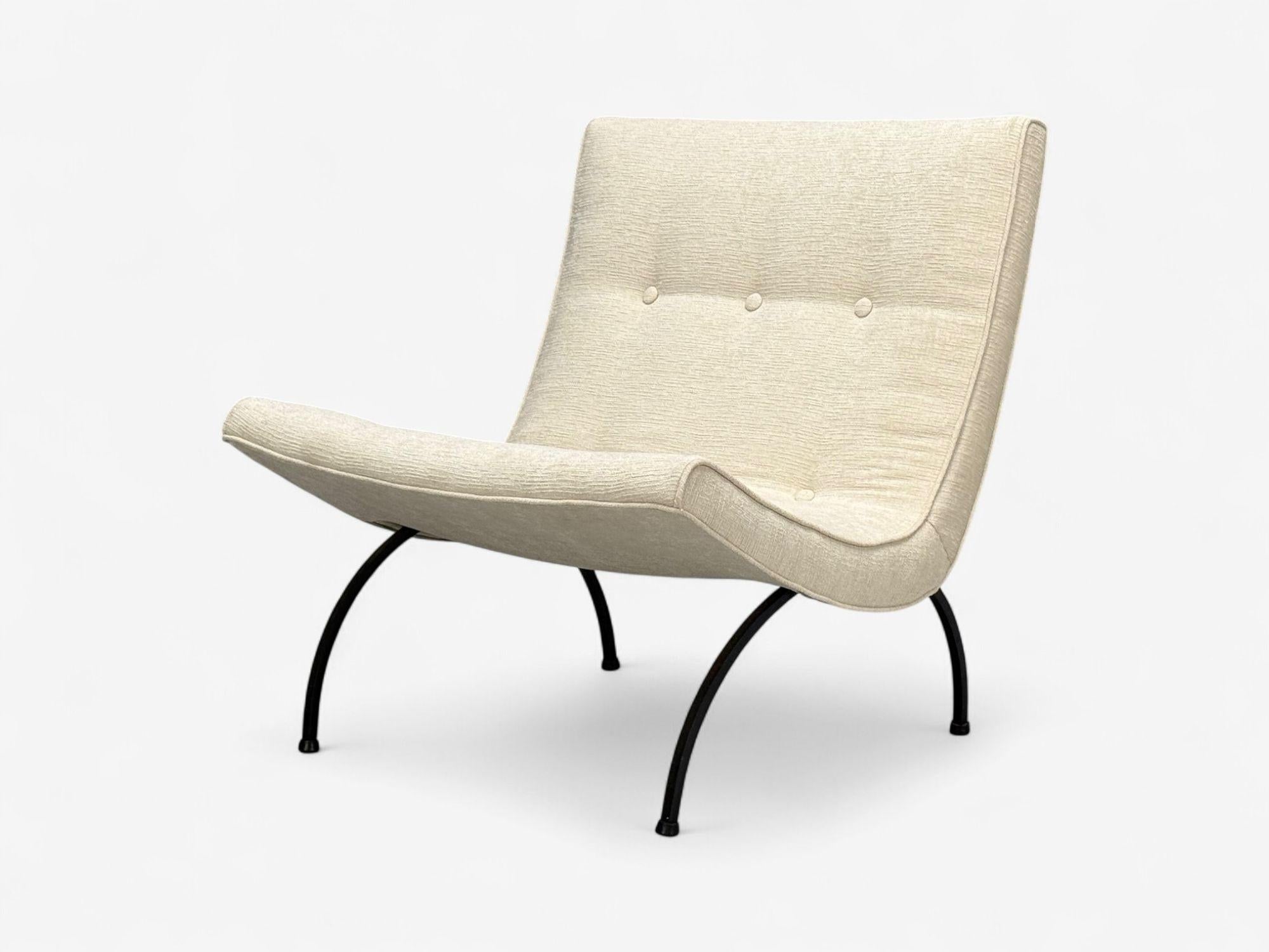 Milo Baughman, Sedia Scoop in ferro e tessuto, USA, anni '50 In condizioni buone in vendita a Manhasset, NY