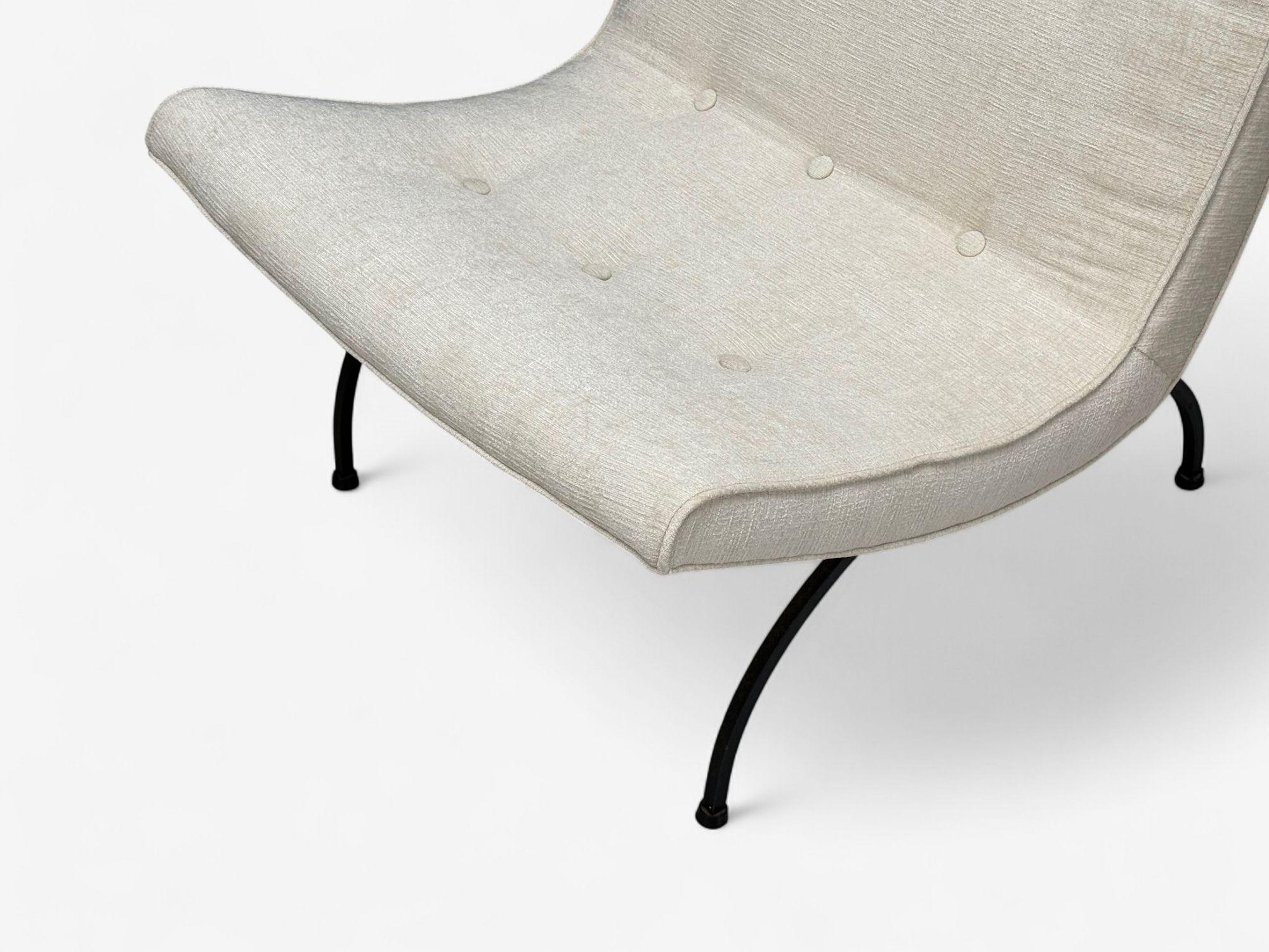 Tessuto Milo Baughman, Sedia Scoop in ferro e tessuto, USA, anni '50 in vendita