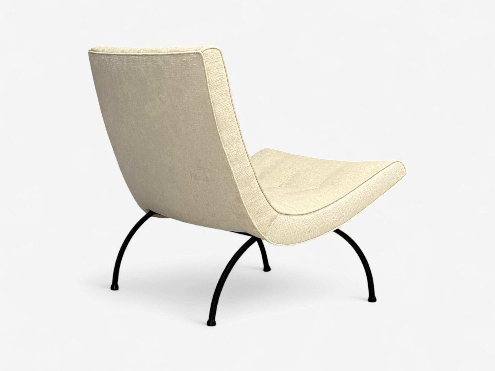 Milo Baughman, Sedia Scoop in ferro e tessuto, USA, anni '50 in vendita 3