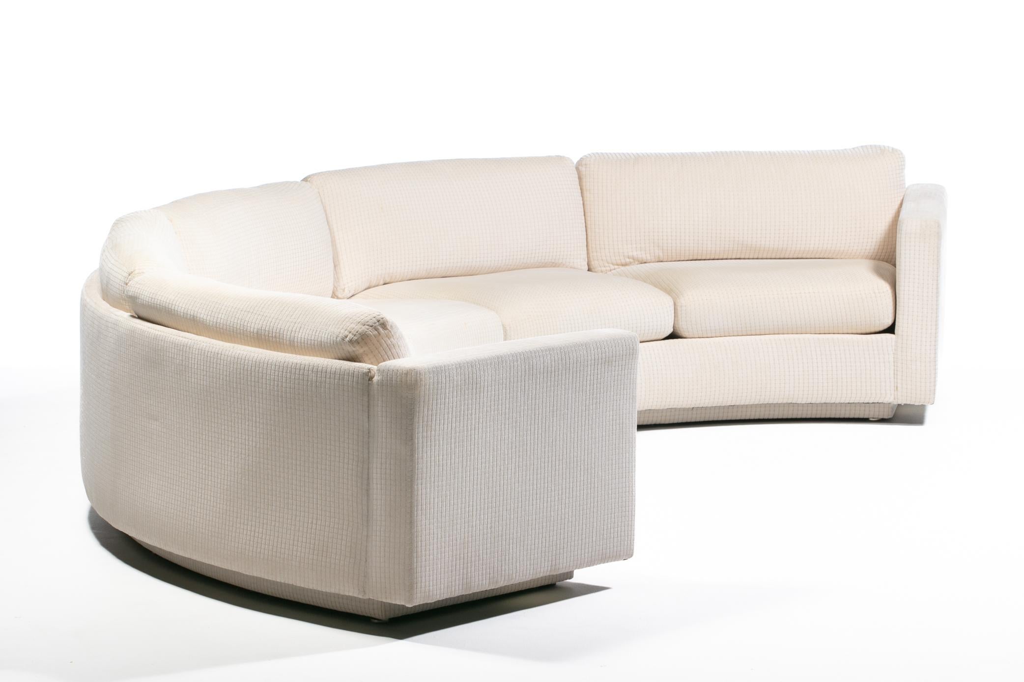 Americano Divano componibile semicircolare color crema di Milo Baughman per Thayer Coggin in vendita