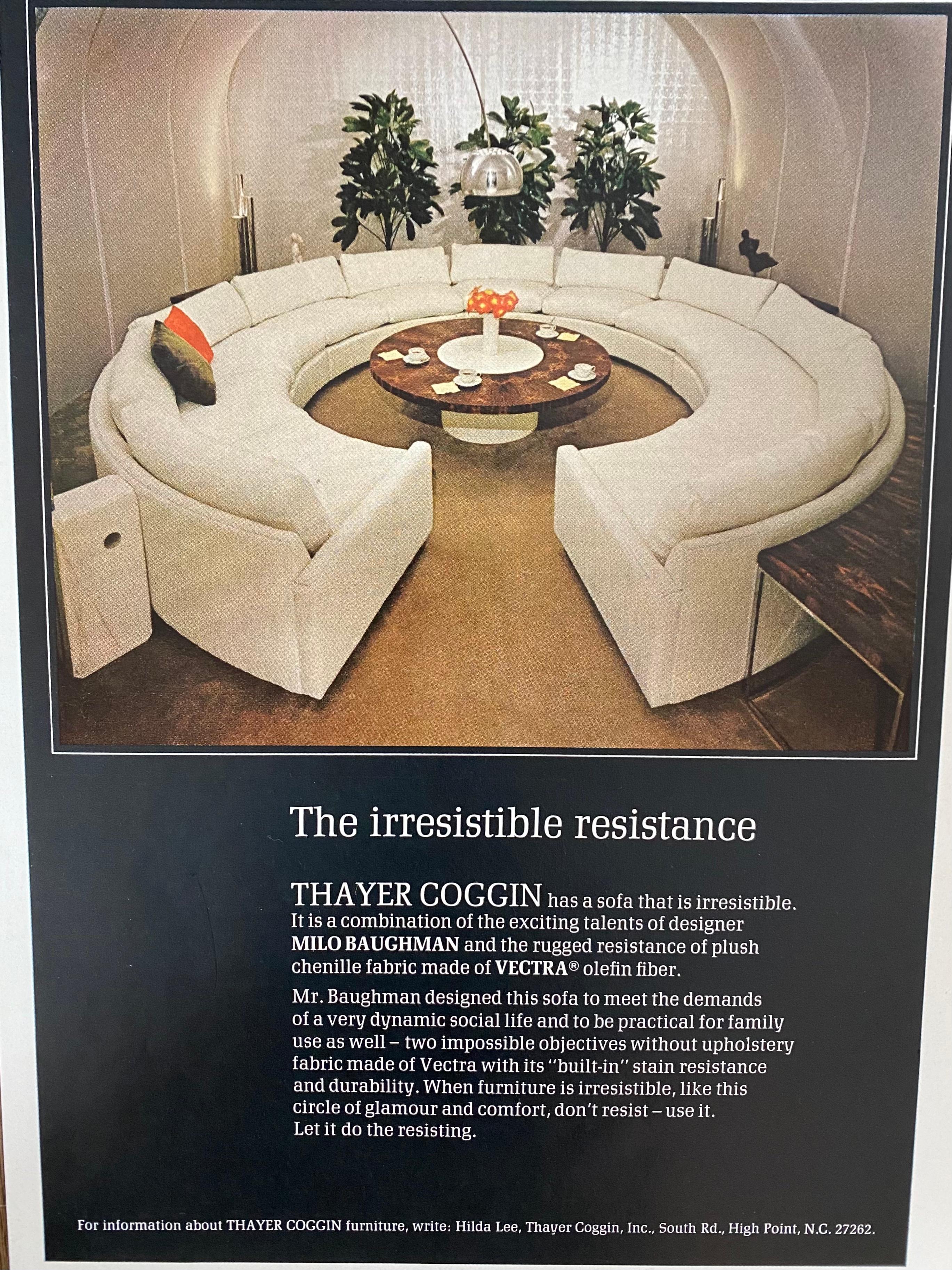 Divano componibile semicircolare color crema di Milo Baughman per Thayer Coggin in vendita 2