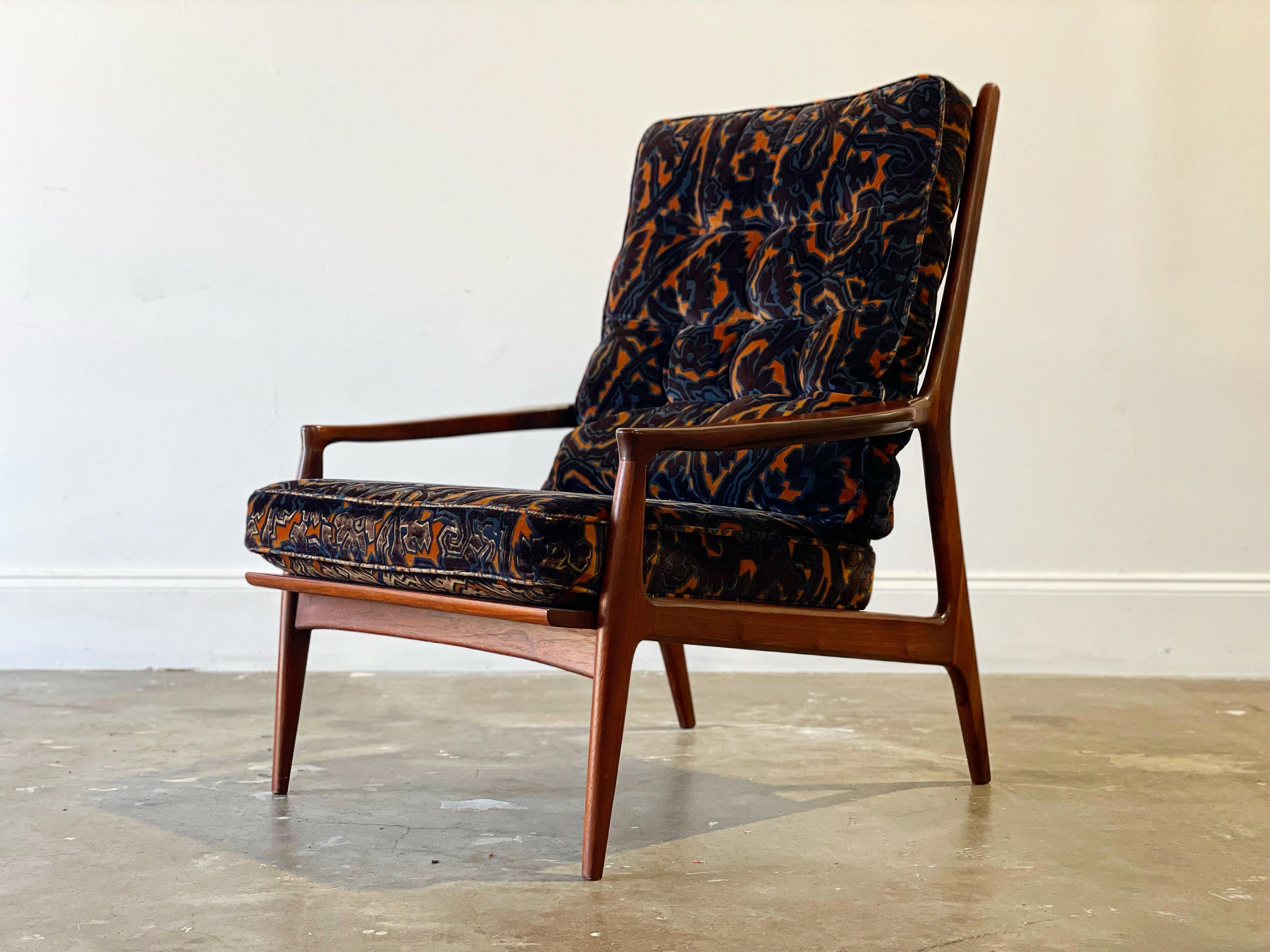 Milo Baughman + Jack Lenor Larsen, Archie Lounge Chair, All Original Velvet 1