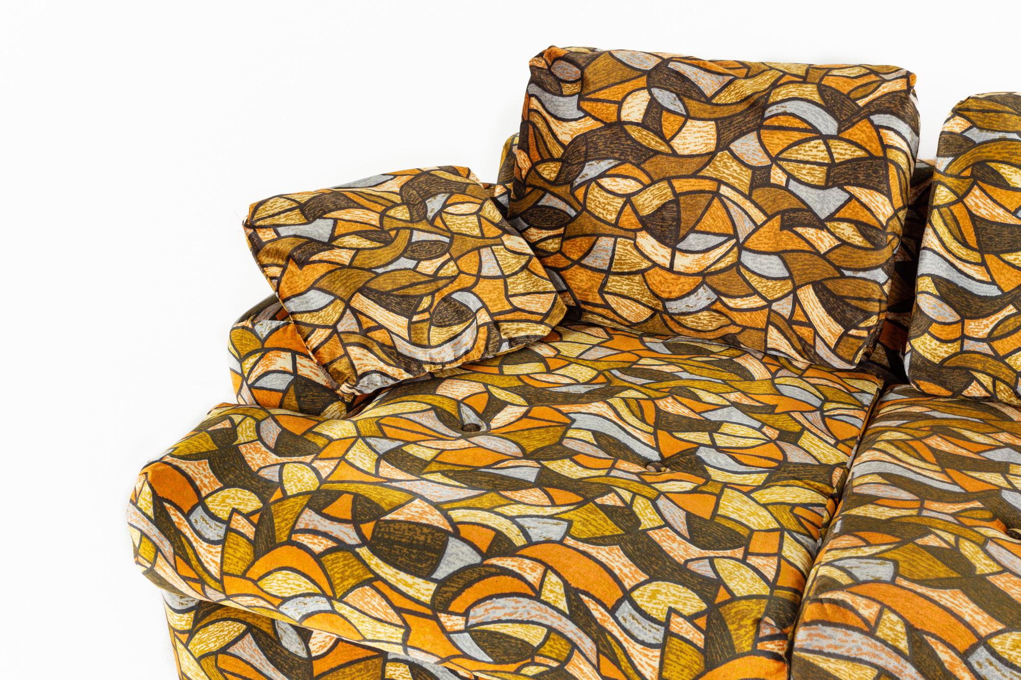 Mid-Century Modern Milo Baughman Jack Lenor Larsen Style MCM Upholstered Sofa Loveseat For Sale