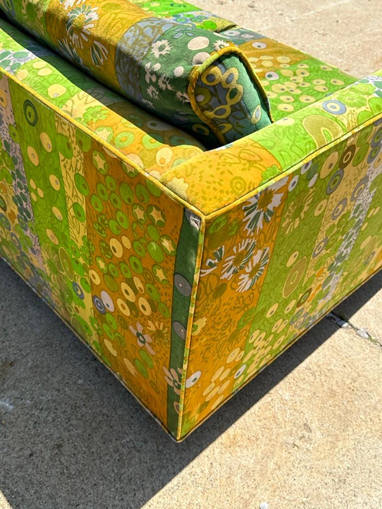 Milo Baughman Jack Lenor Larsen Velvet Sectional Sofa in Green Primavera 1970s 9