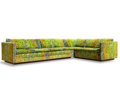 Milo Baughman Jack Lenor Larsen Canapé sectionnel en velours vert Primavera 1970
