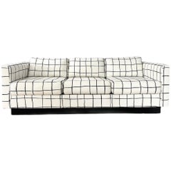 Milo Baughman Kelly Wearstler Coquette Alabaster & Black Tuxedo Sofa