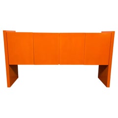 Milo Baughman Lacquered Four Door Credenza in Orange, Circa 1970s