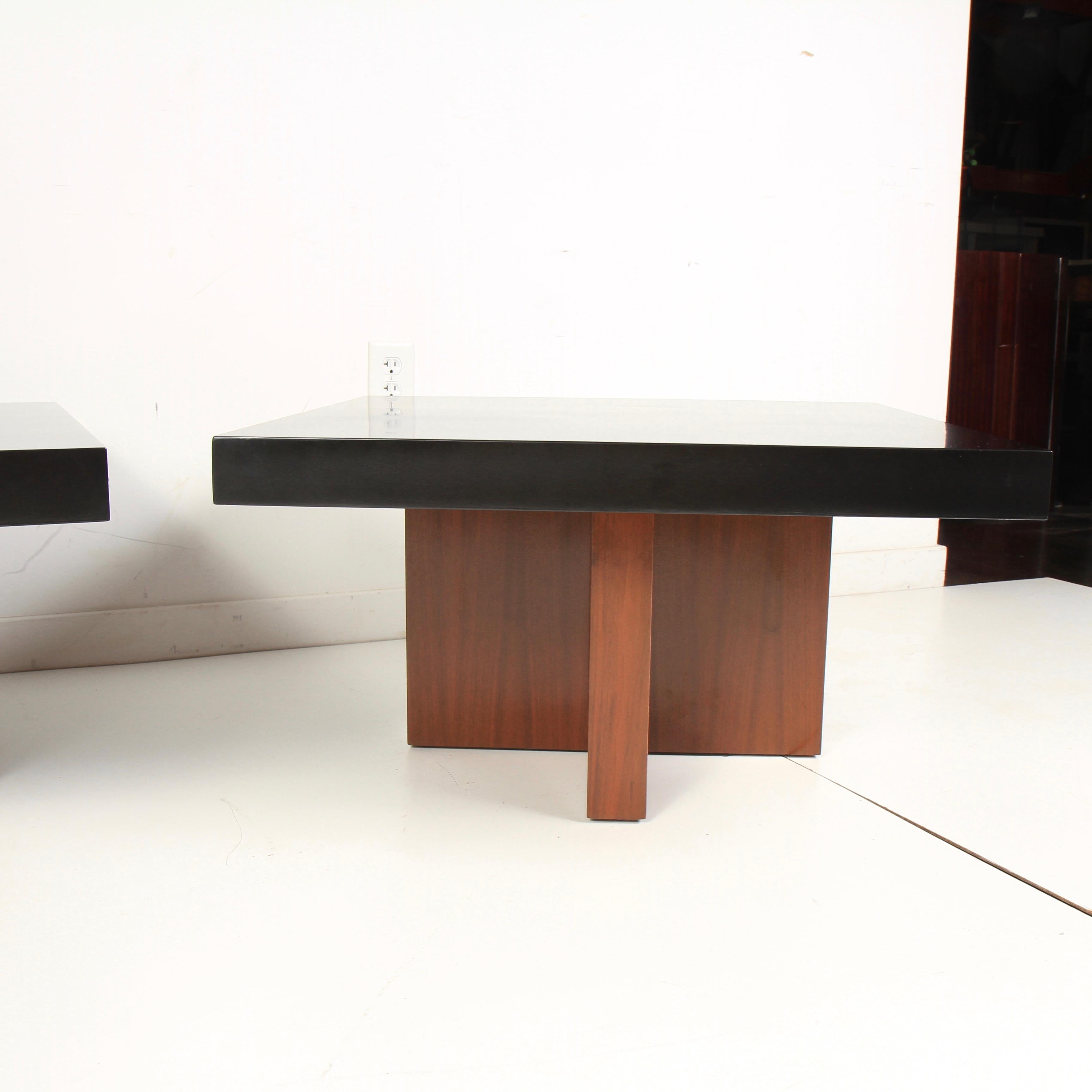 Mid-Century Modern Milo Baughman Lacquered Walnut End Tables by Thayer Coggin For Sale