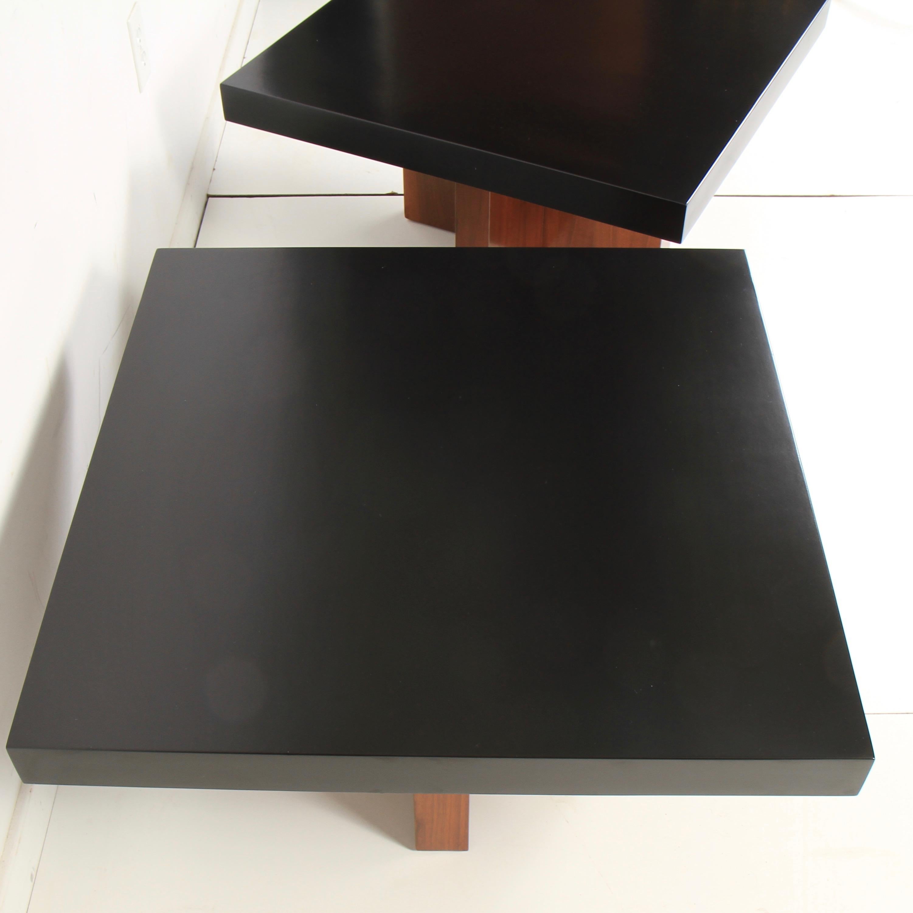 Milo Baughman Lacquered Walnut End Tables by Thayer Coggin In Good Condition For Sale In New London, CT