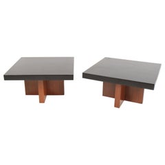 Milo Baughman Lacquered Walnut End Tables by Thayer Coggin