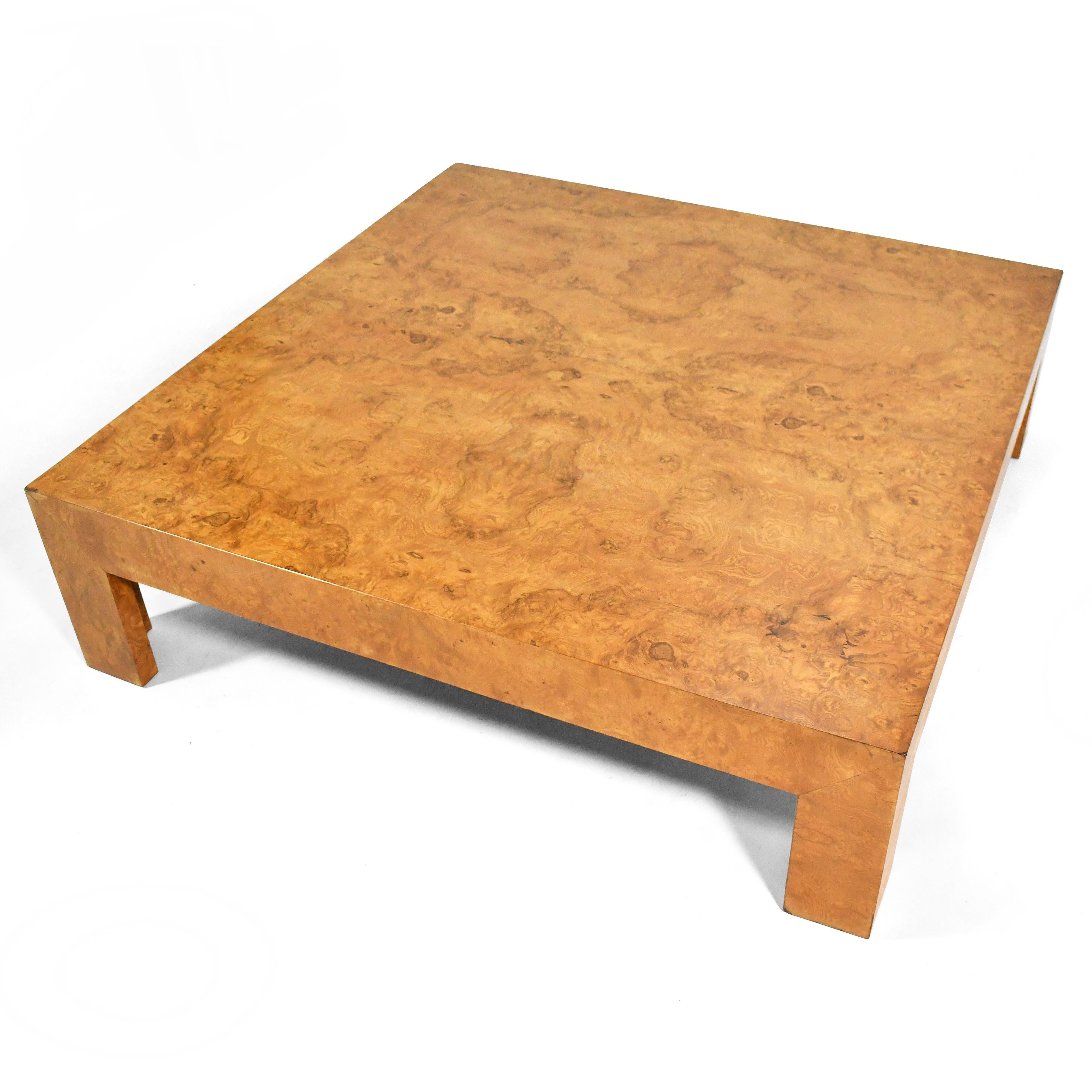 Mid-Century Modern Milo Baughman Large Burl Coffee Table by Directional