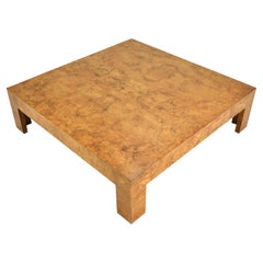 Milo Baughman Large Burl Coffee Table by Directional
