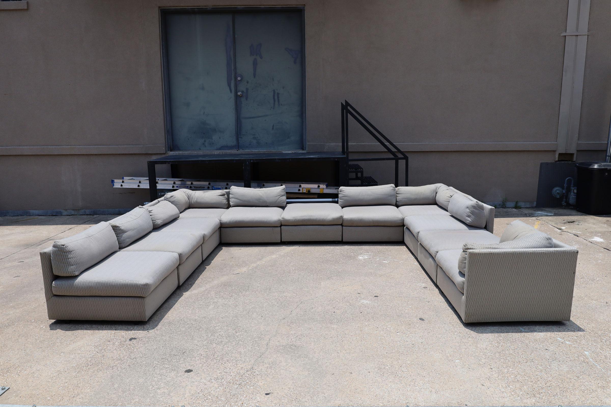 Mid-Century Modern Milo Baughman Large Pit Sectional with 11 Pieces For Sale