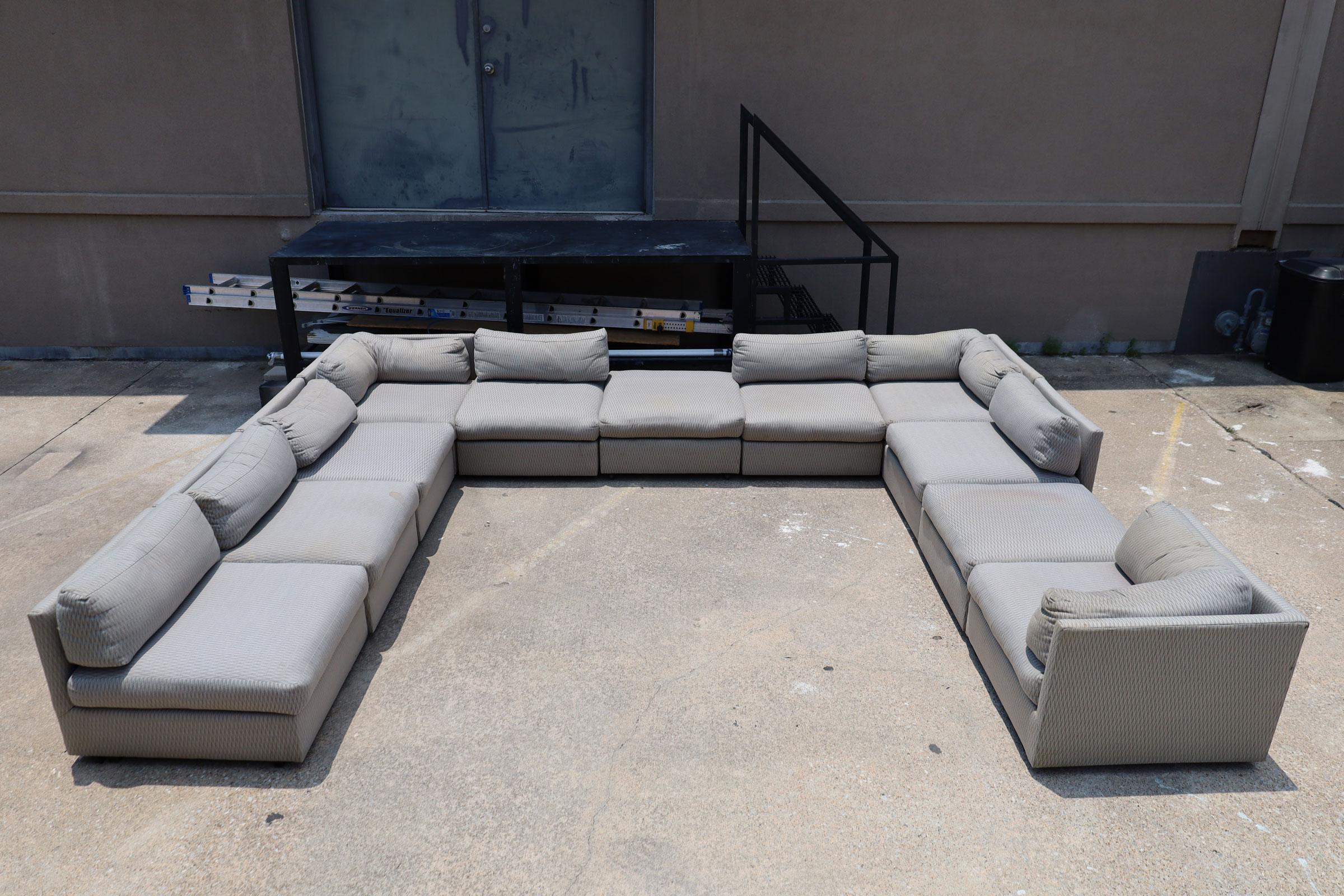 American Milo Baughman Large Pit Sectional with 11 Pieces For Sale