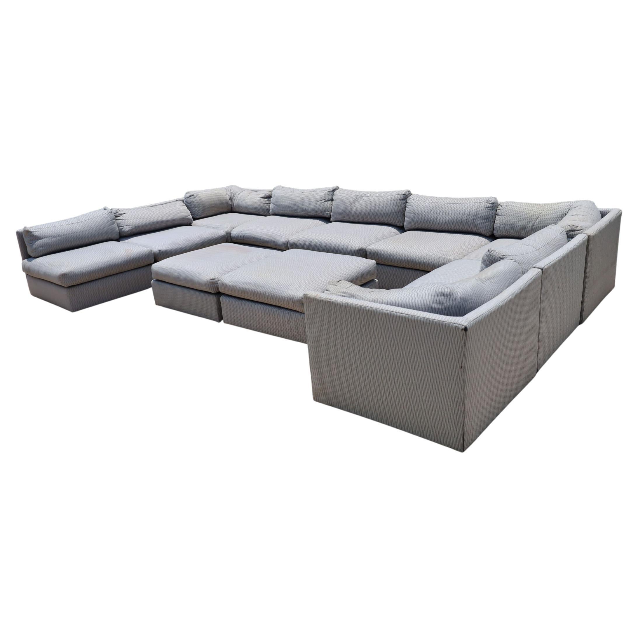 Milo Baughman Large Pit Sectional with 11 Pieces For Sale