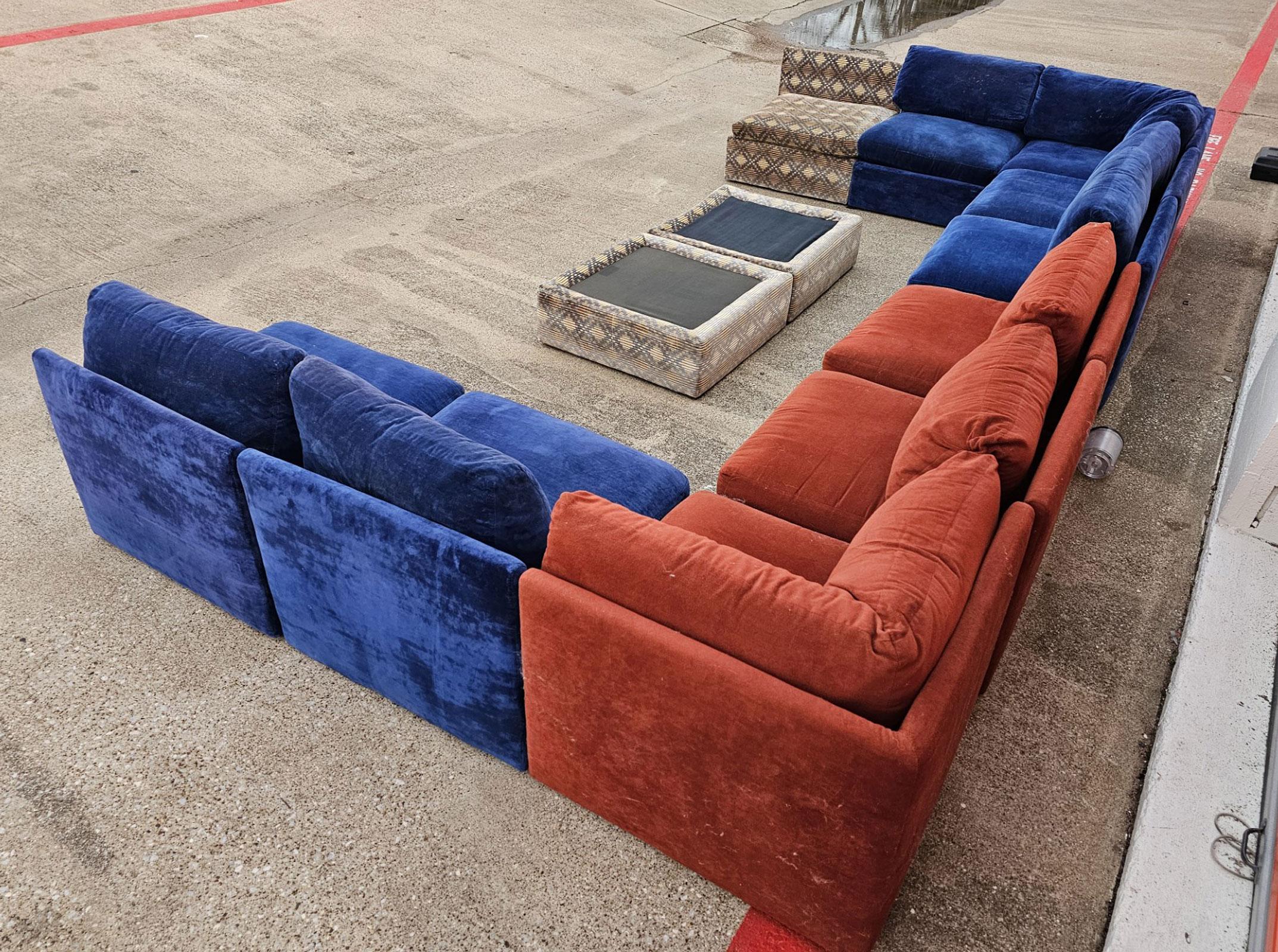 Mid-Century Modern Milo Baughman Large Pit Sectional with 12 Pieces
