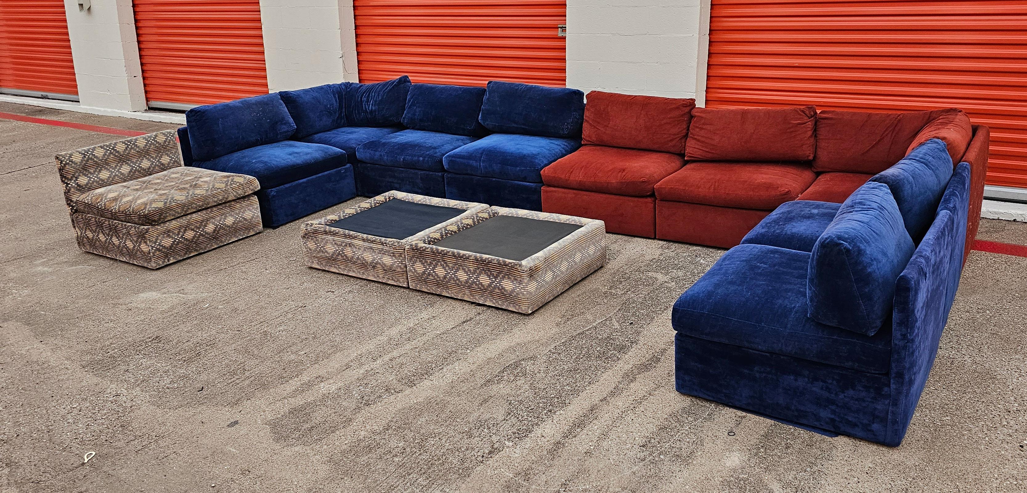 American Milo Baughman Large Pit Sectional with 12 Pieces