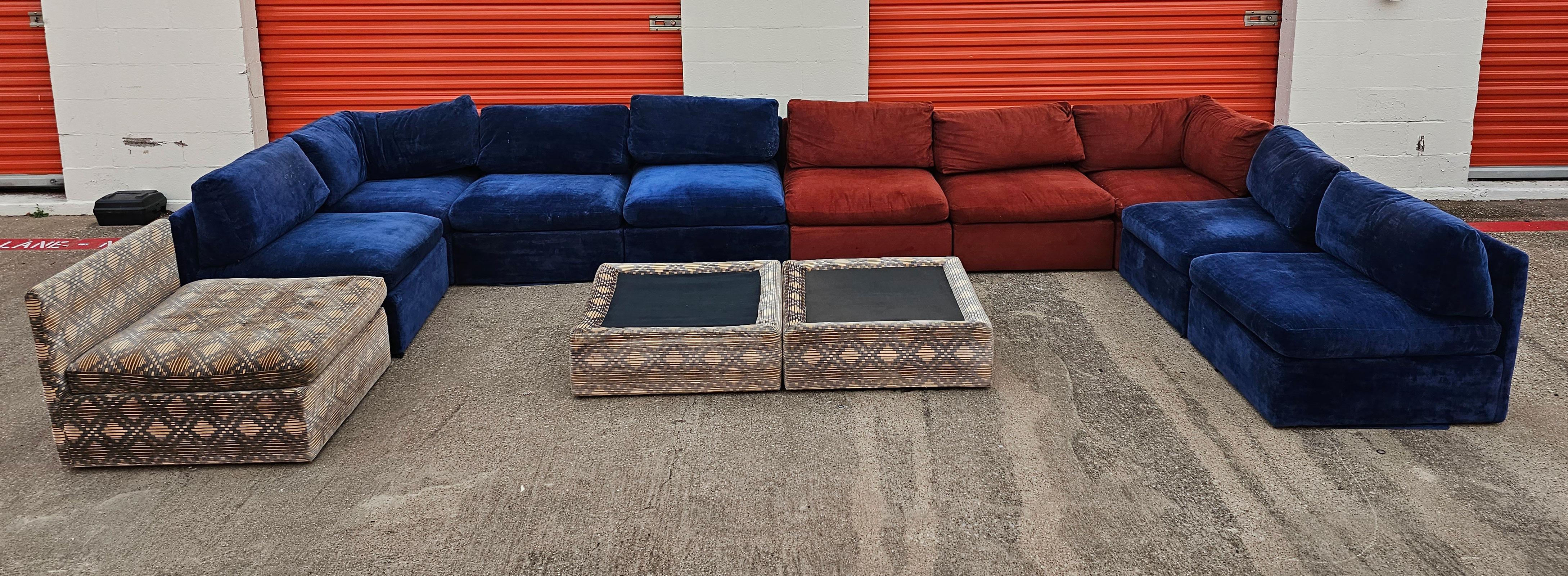 Milo Baughman Large Pit Sectional with 12 Pieces In Good Condition In Dallas, TX