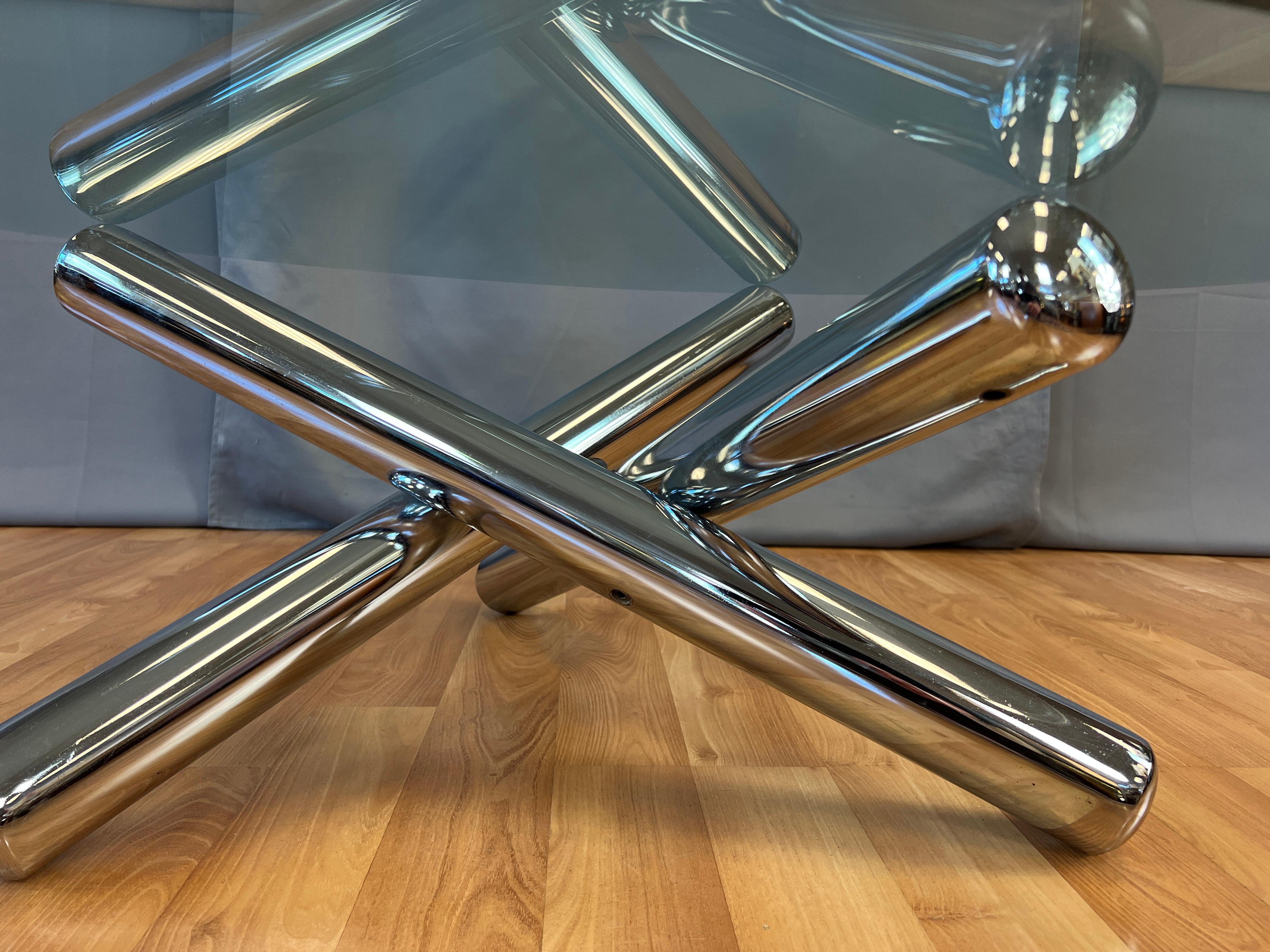 Milo Baughman Large Round Chrome Jax Coffee Table 1