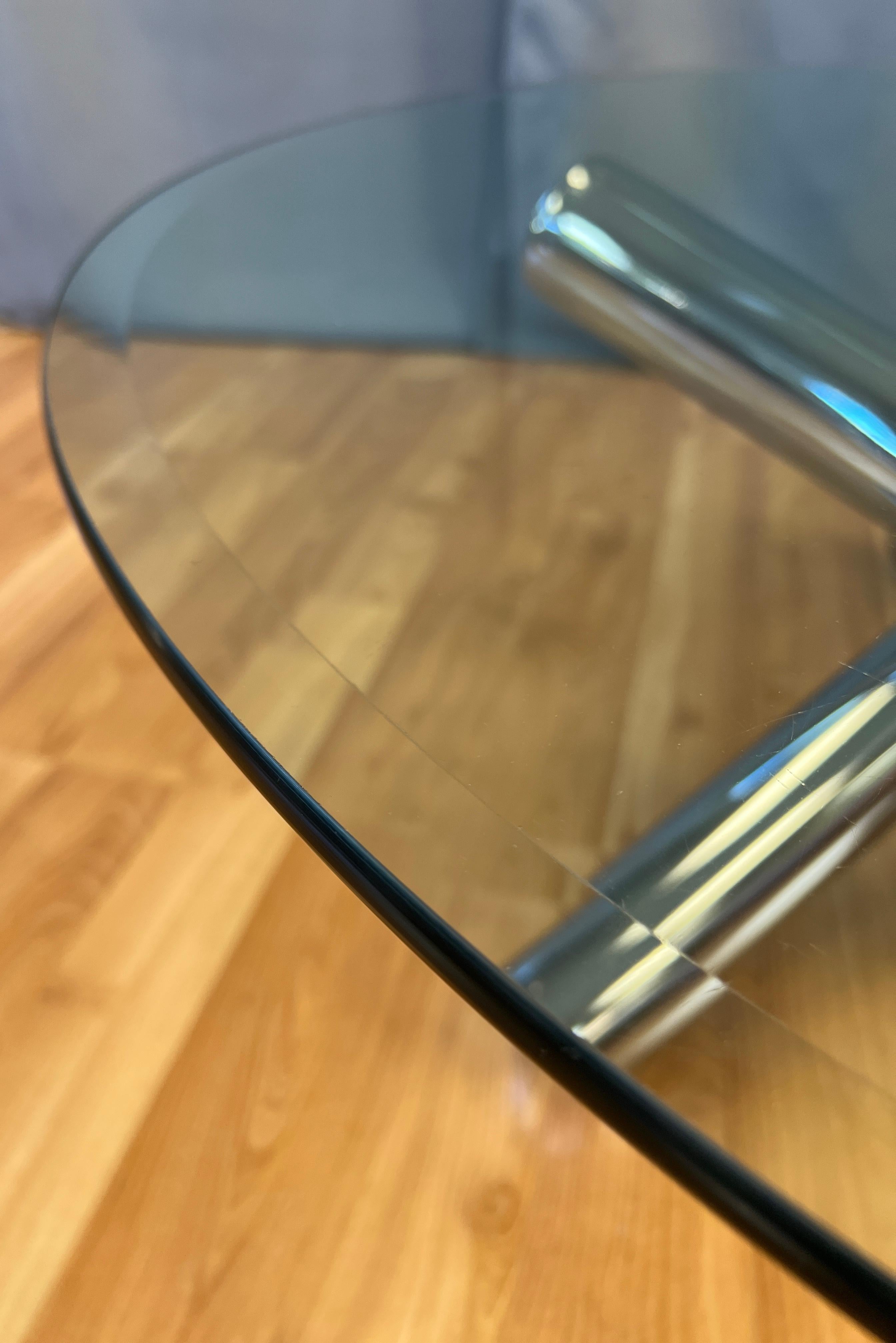 Milo Baughman Large Round Chrome Jax Coffee Table 2