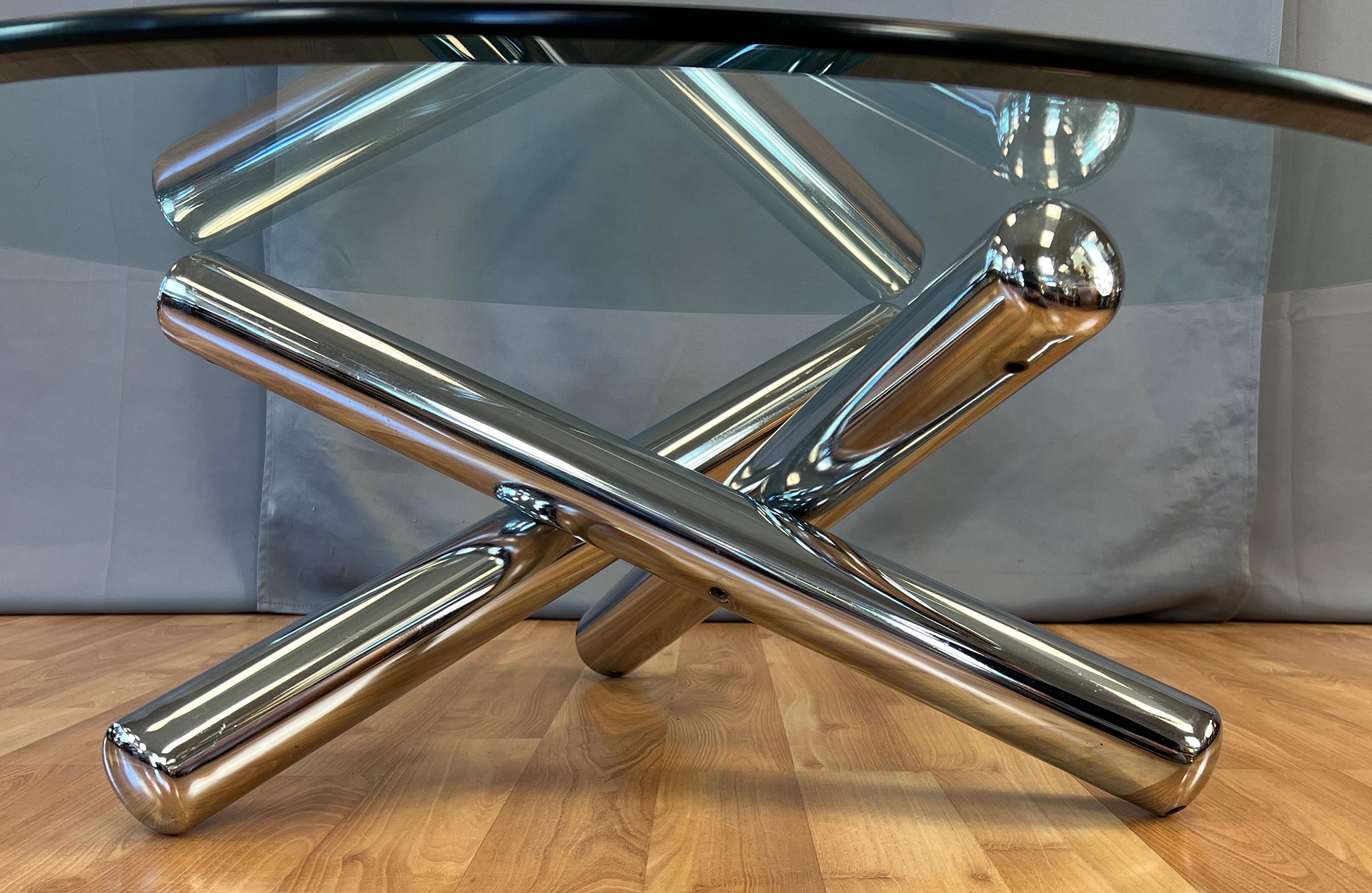 Mid-Century Modern Milo Baughman Large Round Chrome Jax Coffee Table