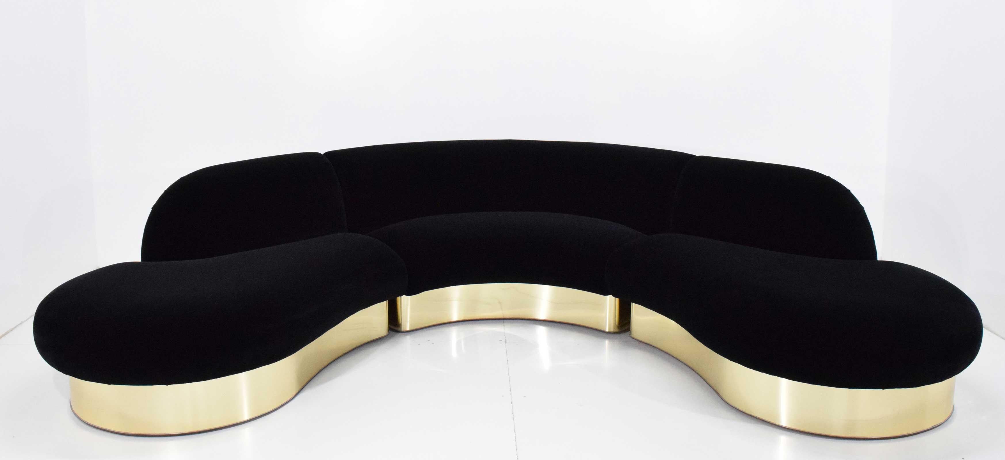 American Milo Baughman for Thayer Coggin Large Serpentine Sofa in Donghia Velvet