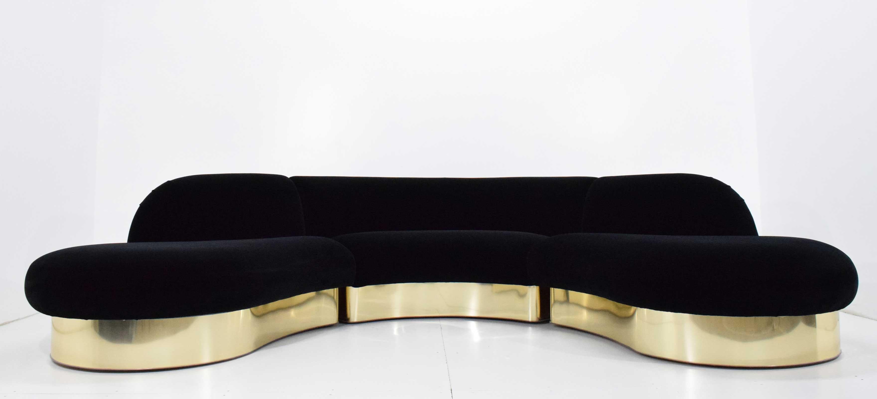 20th Century Milo Baughman for Thayer Coggin Large Serpentine Sofa in Donghia Velvet