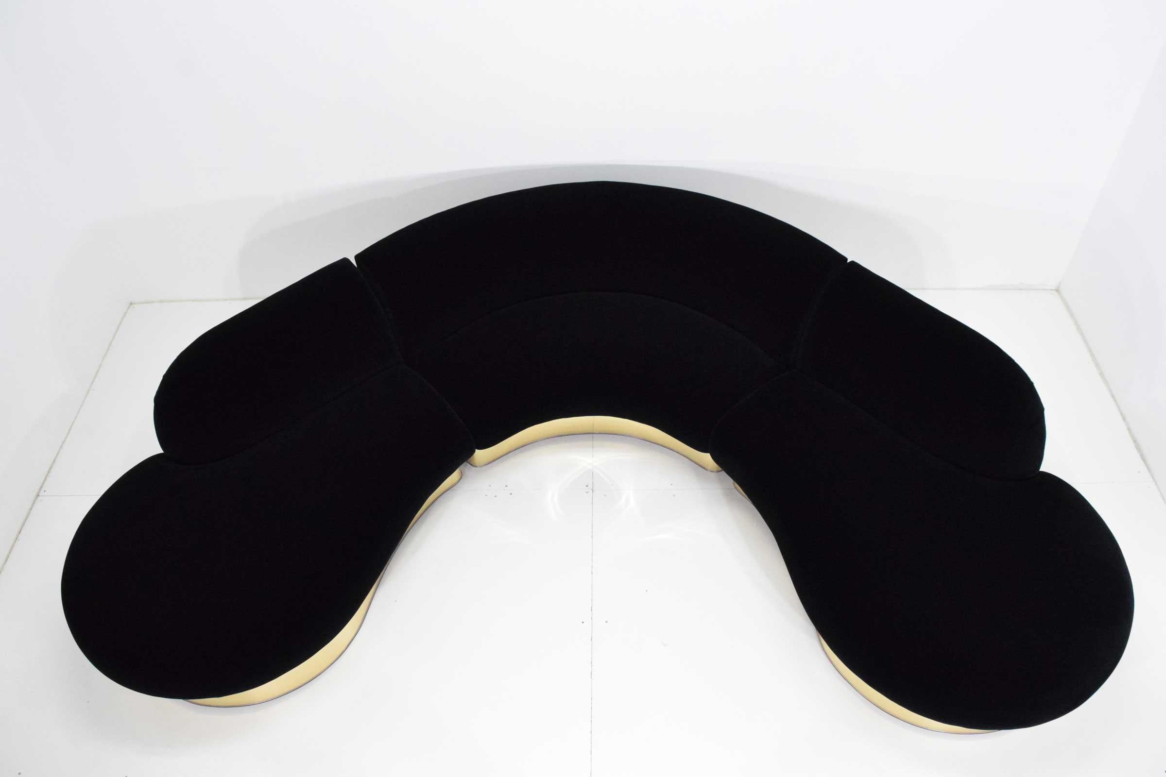 Upholstery Milo Baughman for Thayer Coggin Large Serpentine Sofa in Donghia Velvet
