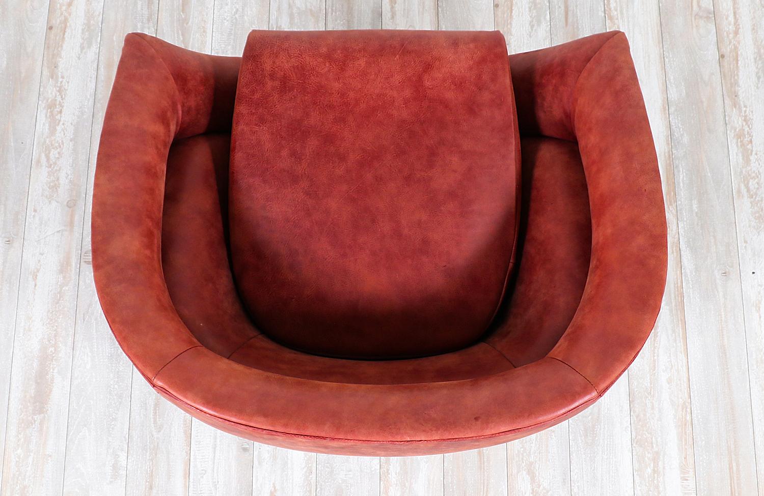Mid-Century Modern Milo Baughman Leather and Chrome Tub Chair for Thayer Coggin