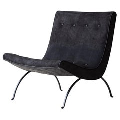 Chaise longue en cuir Scoop de Milo Baughman pour Thayer Coggin