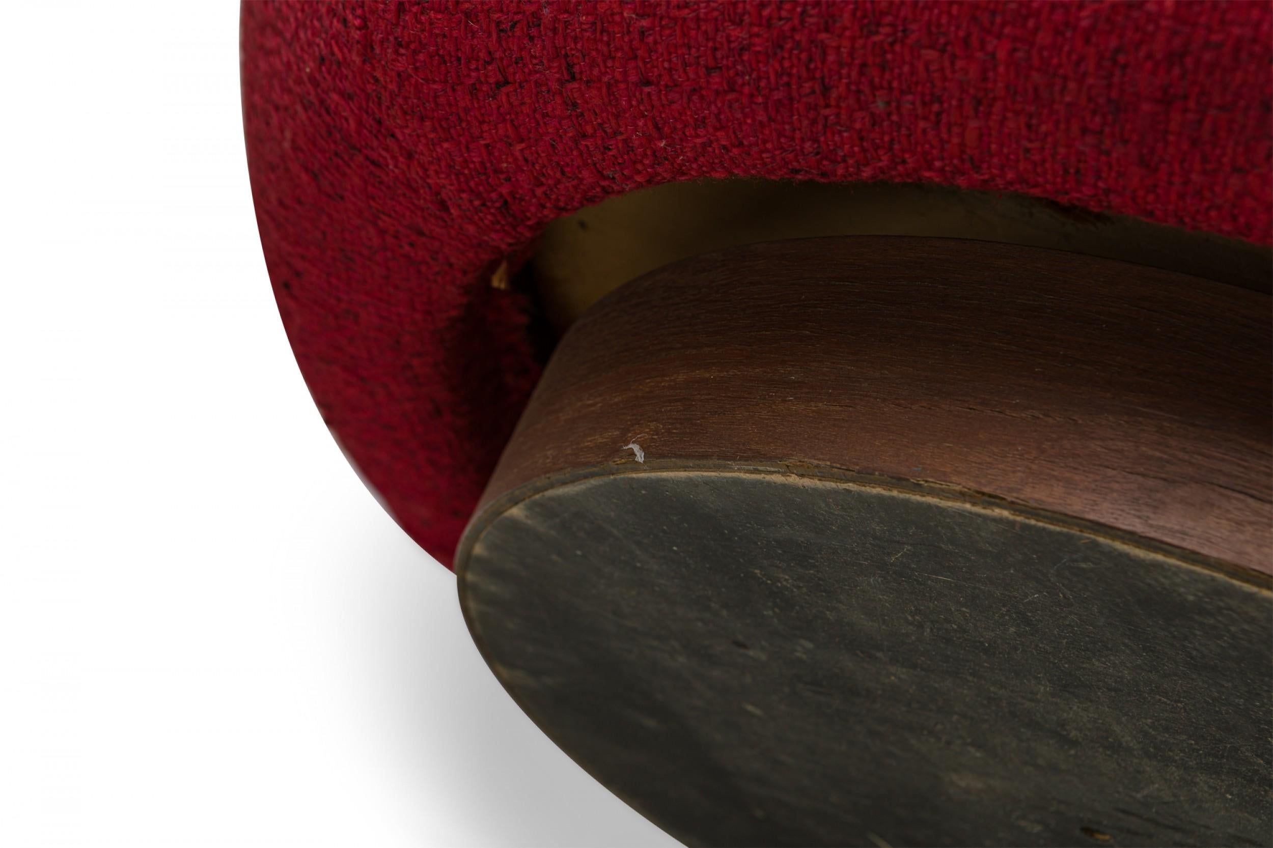 Upholstery Milo Baughman Light Red Textured Upholstered Swivel Egg Chair For Sale