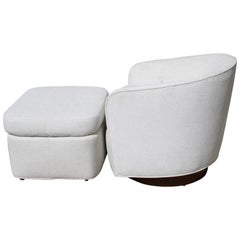 Milo Baughman Lounge and Ottoman, Tilt and Swivel