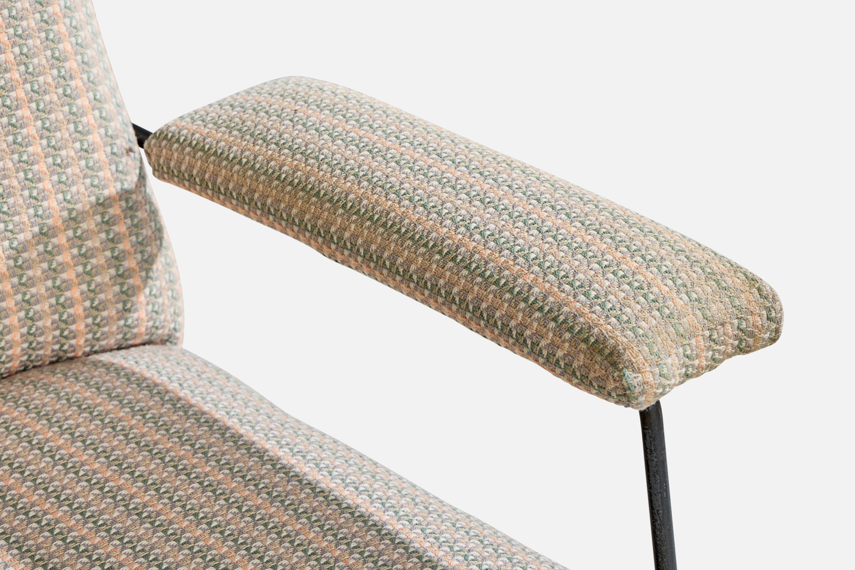 Milo Baughman, Lounge Chair, Iron, Fabric, USA, 1950s For Sale 5