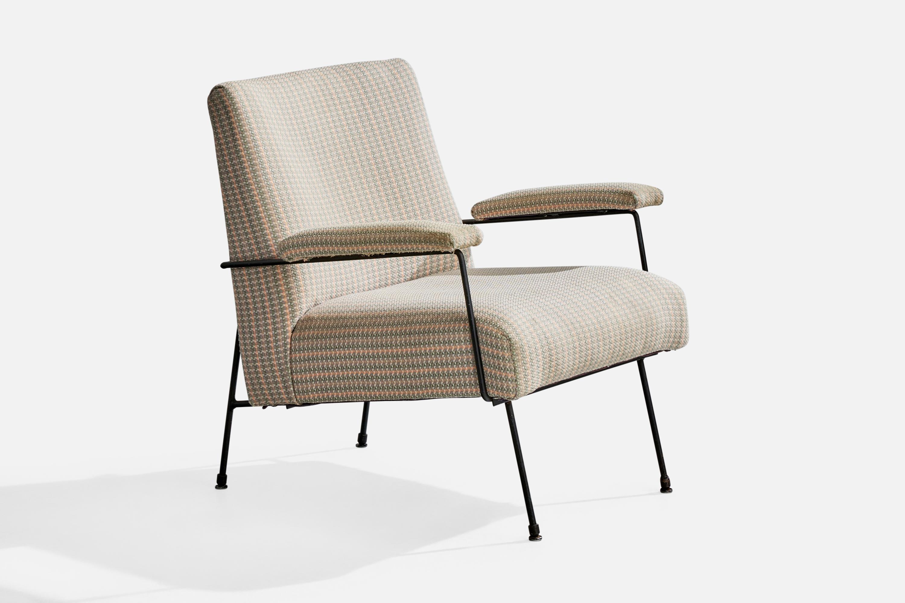 Mid-Century Modern Milo Baughman, Lounge Chair, Iron, Fabric, USA, 1950s For Sale