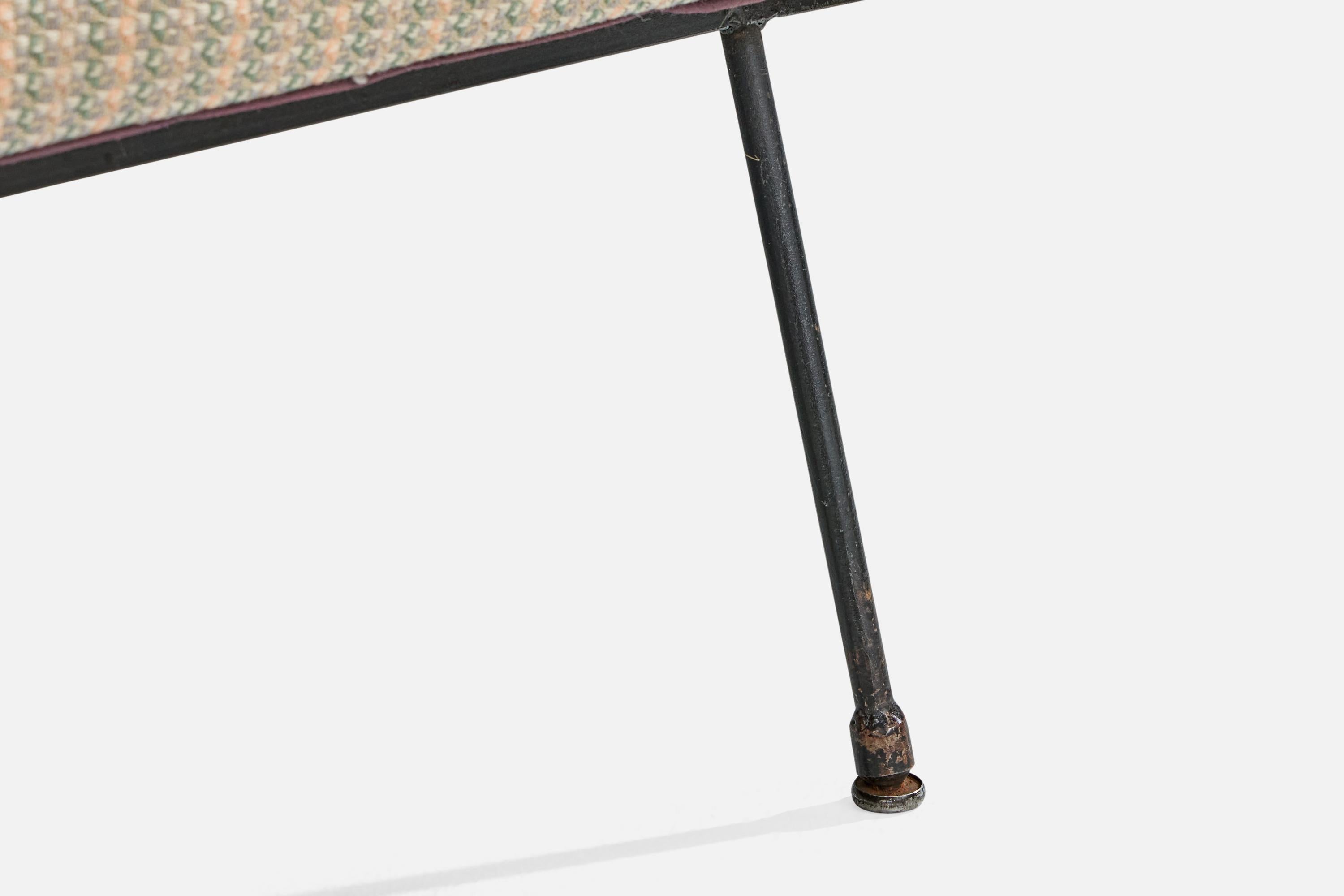 Milo Baughman, Lounge Chair, Iron, Fabric, USA, 1950s In Good Condition For Sale In High Point, NC