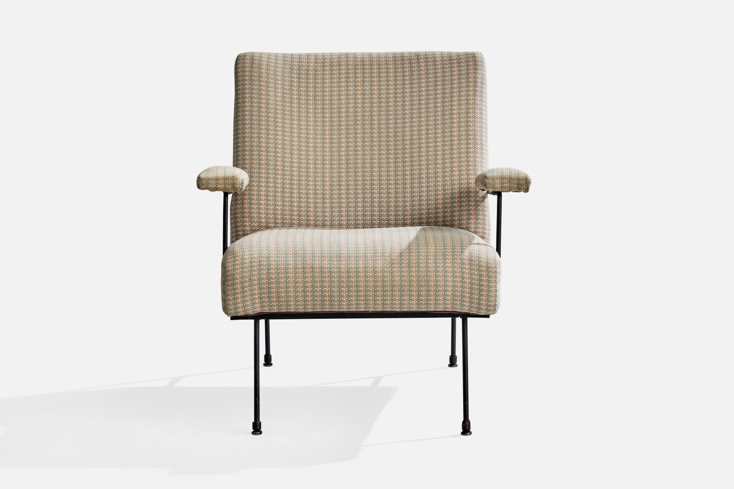 Mid-20th Century Milo Baughman, Lounge Chair, Iron, Fabric, USA, 1950s For Sale