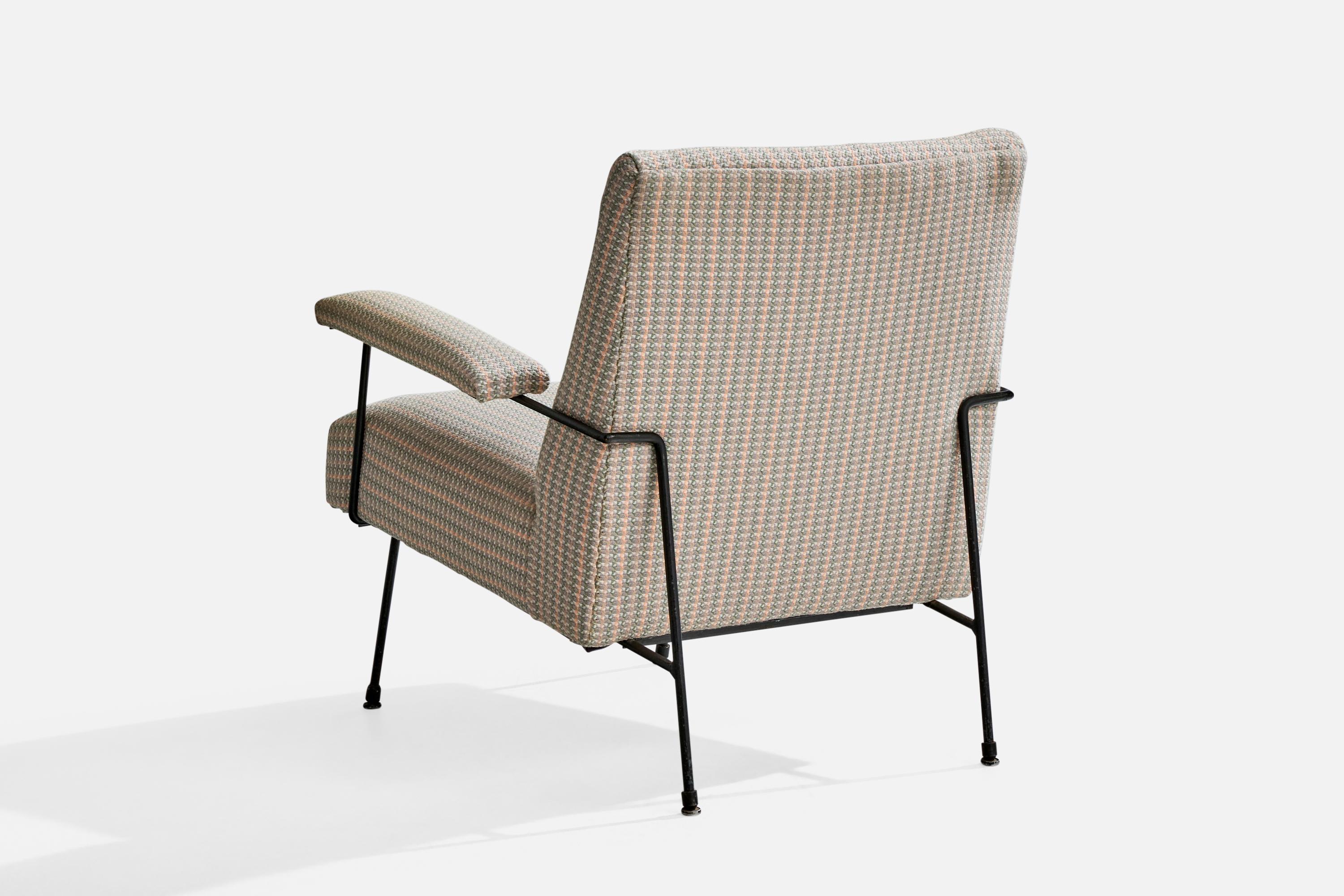 Milo Baughman, Lounge Chair, Iron, Fabric, USA, 1950s For Sale 1