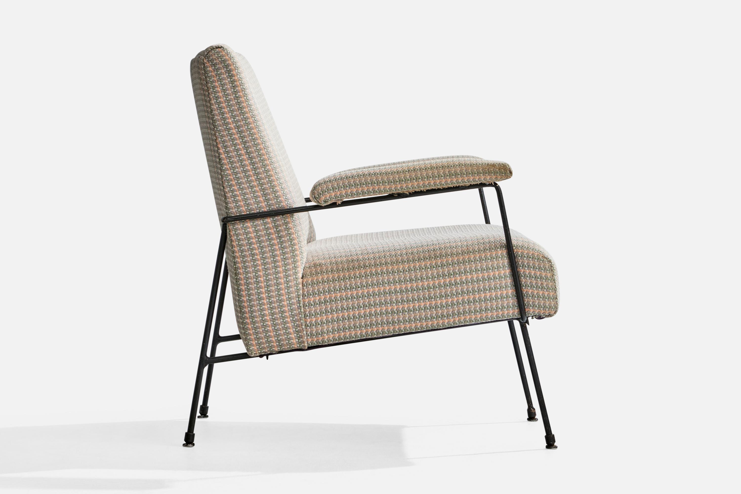 Milo Baughman, Lounge Chair, Iron, Fabric, USA, 1950s For Sale 2