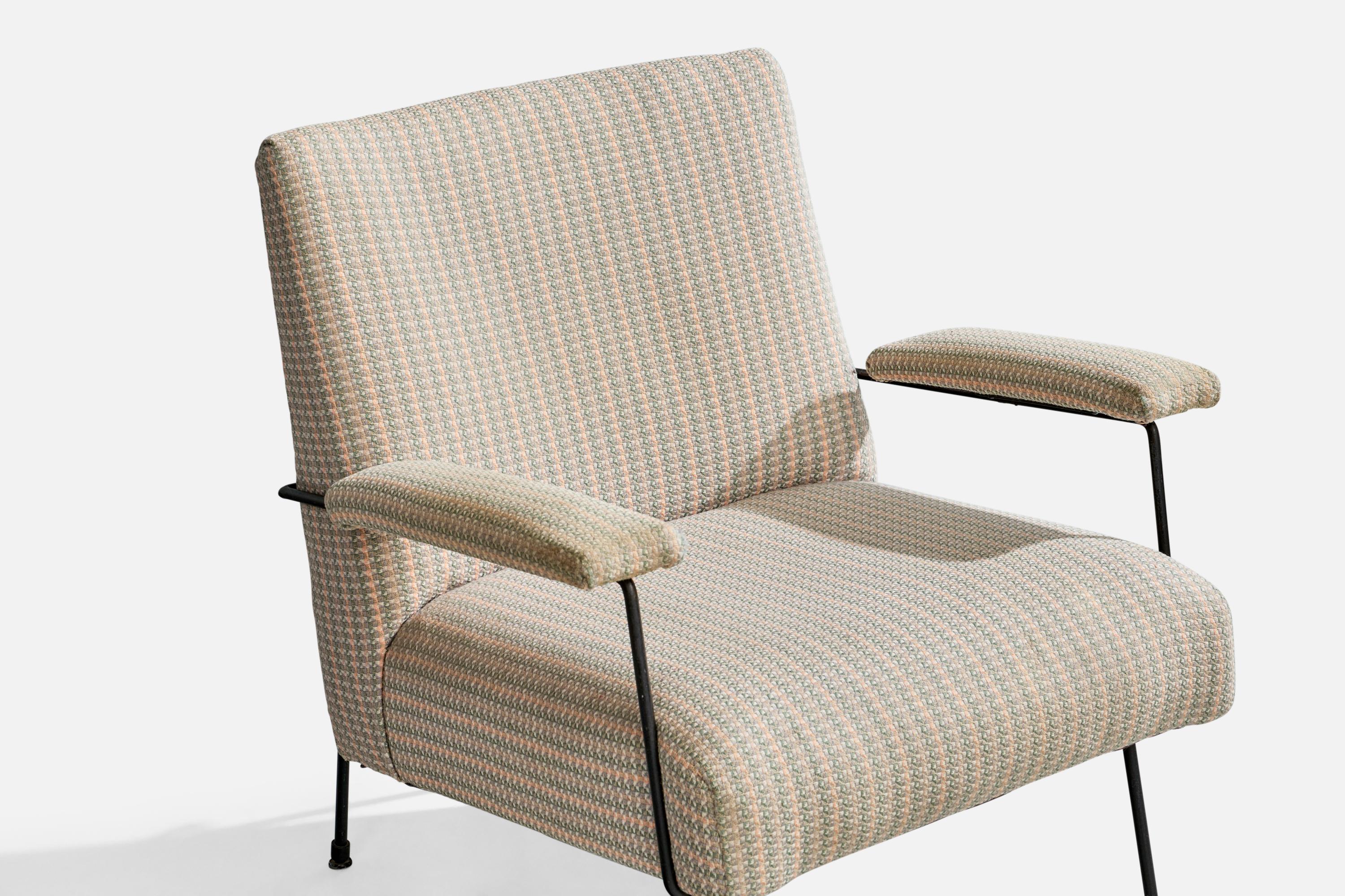 Milo Baughman, Lounge Chair, Iron, Fabric, USA, 1950s For Sale 3