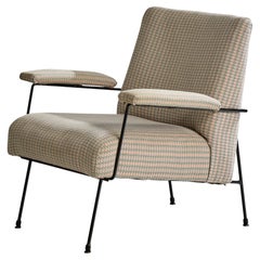 Milo Baughman, Lounge Chair, Iron, Fabric, USA, 1950s
