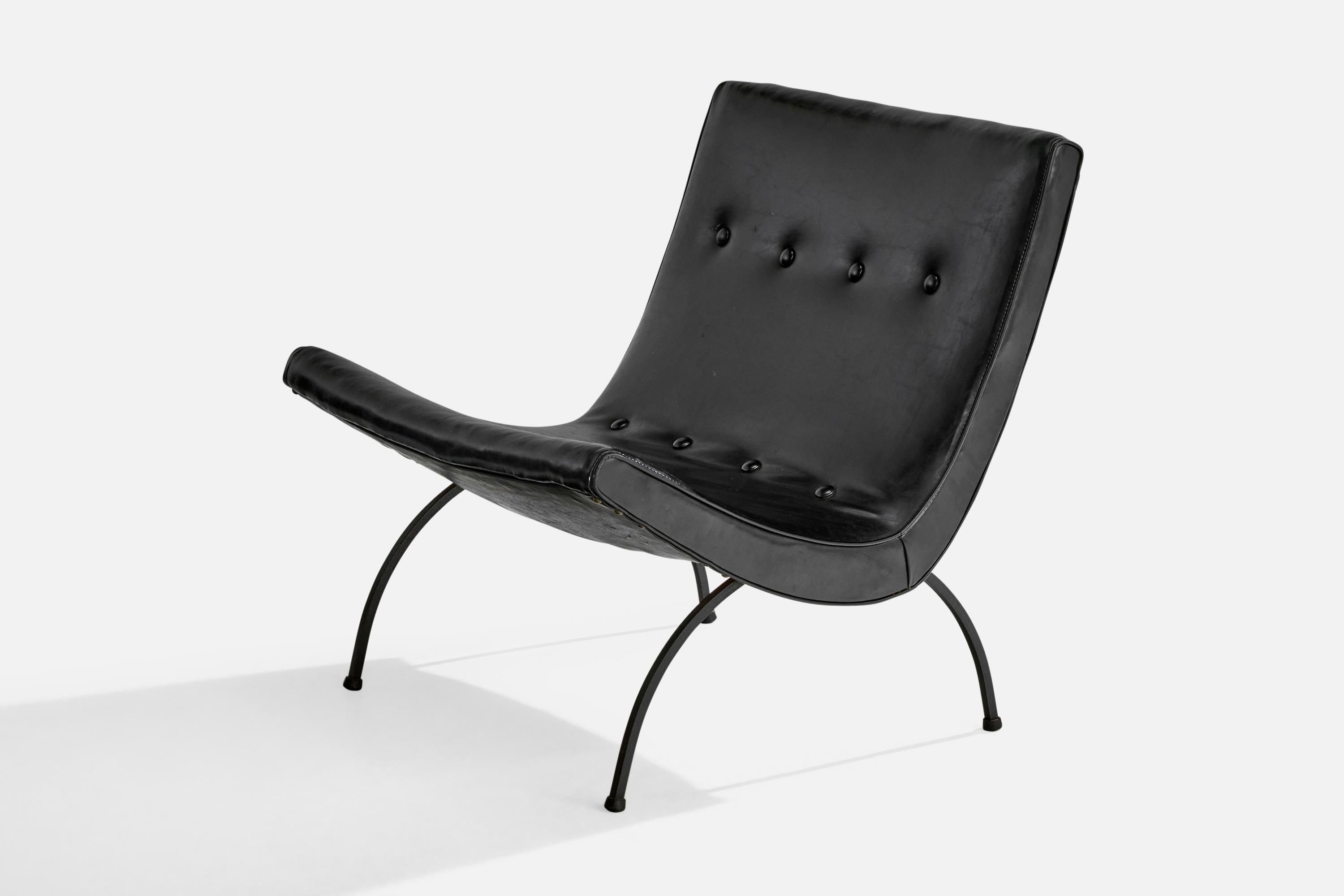 Milo Baughman, Loungesessel, Eisen, Leder, USA, 1950er Jahre (amerikanisch) im Angebot