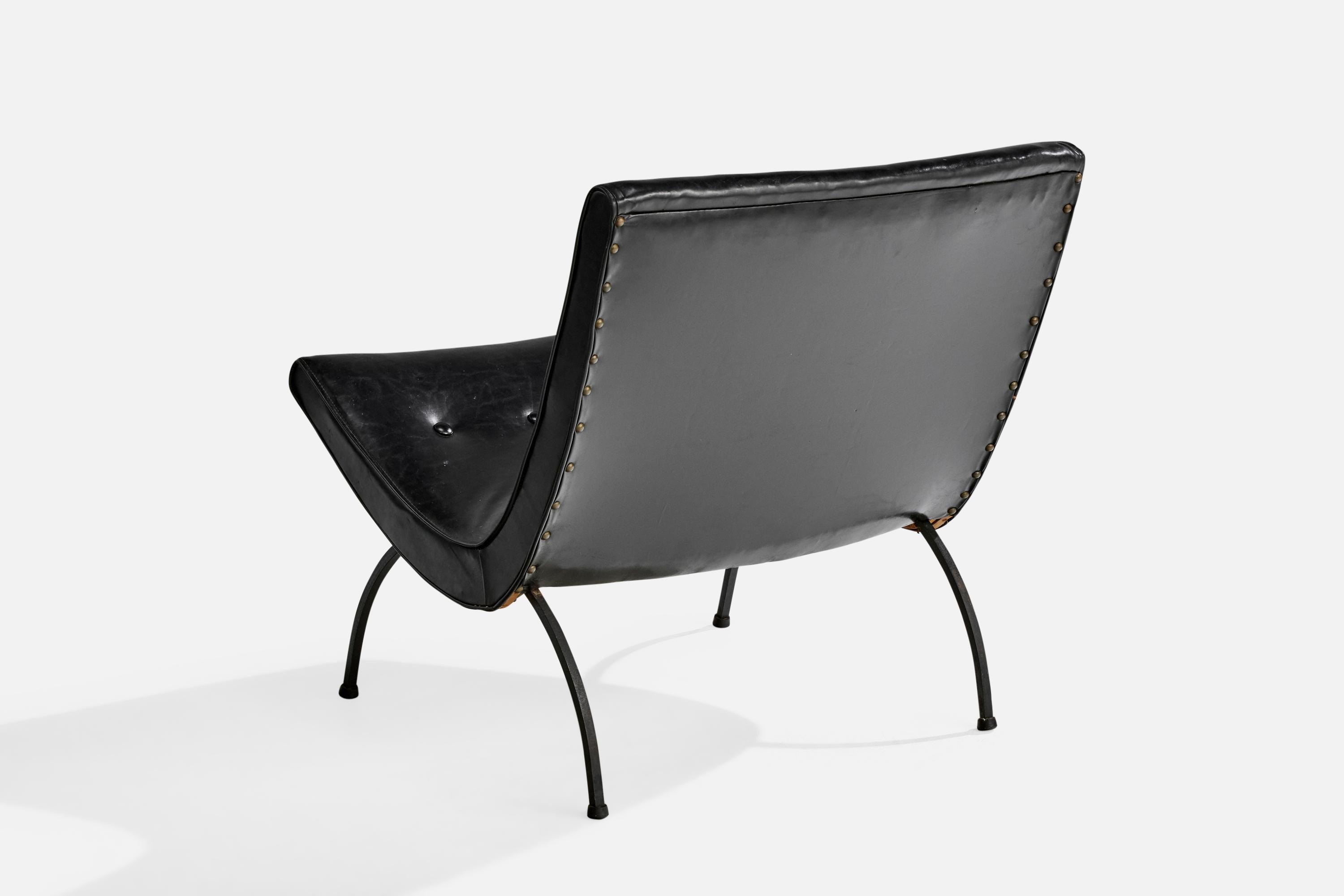 Milo Baughman, Loungesessel, Eisen, Leder, USA, 1950er Jahre im Zustand „Gut“ im Angebot in High Point, NC