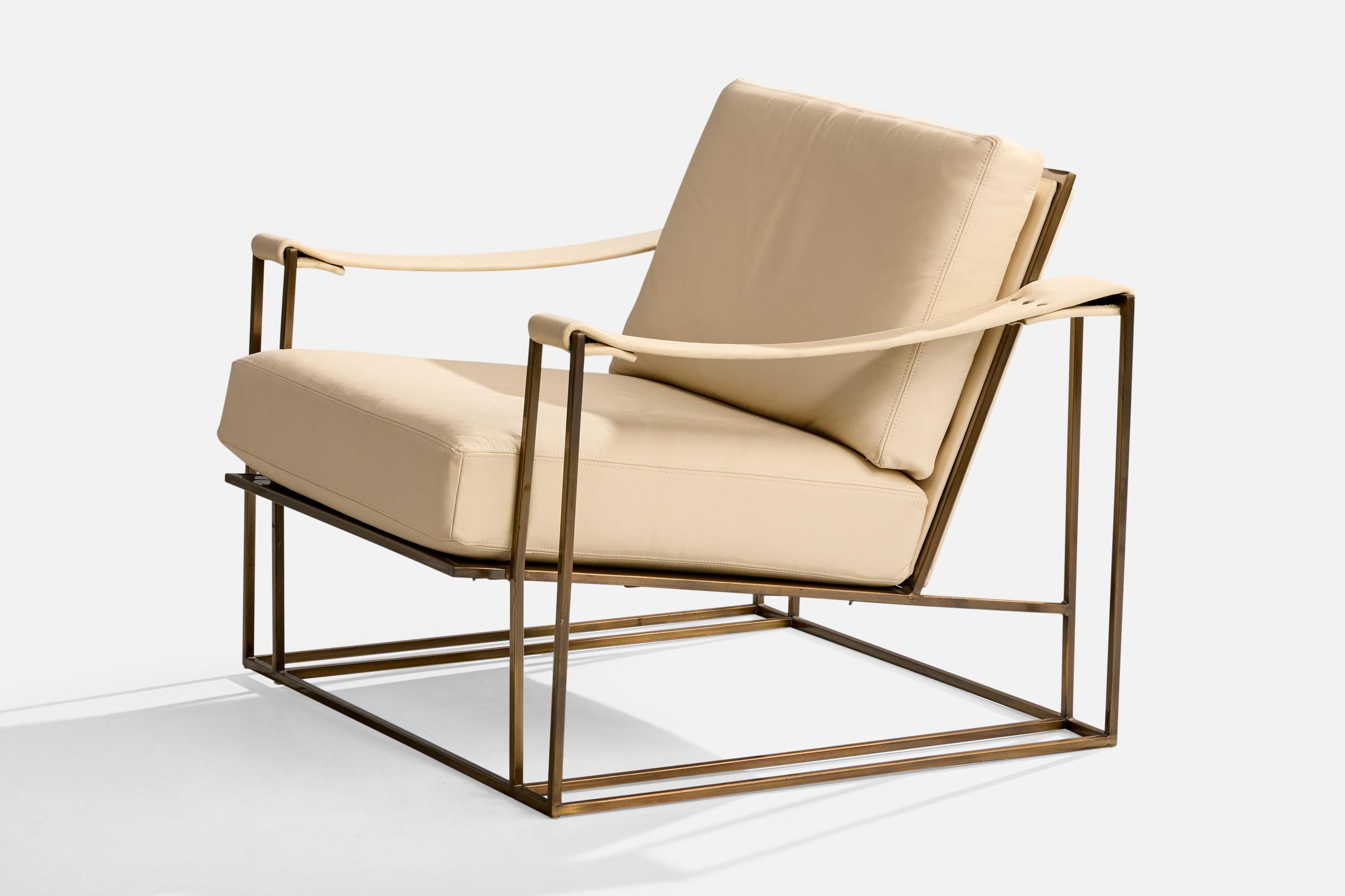 Mid-Century moderno Milo Baughman, Sedia da salotto, pelle, acciaio, USA, 1972 in vendita