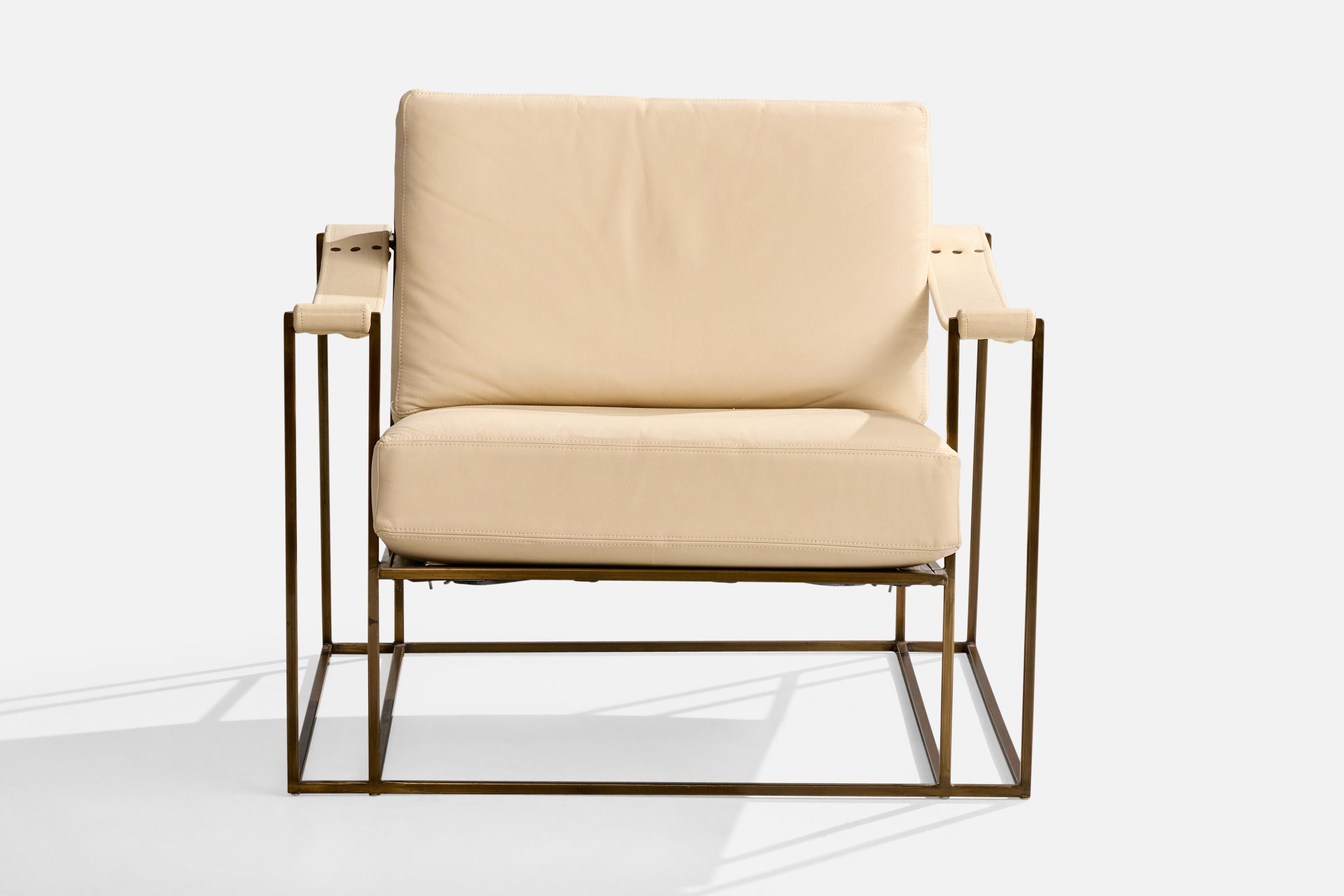 Americano Milo Baughman, Sedia da salotto, pelle, acciaio, USA, 1972 in vendita