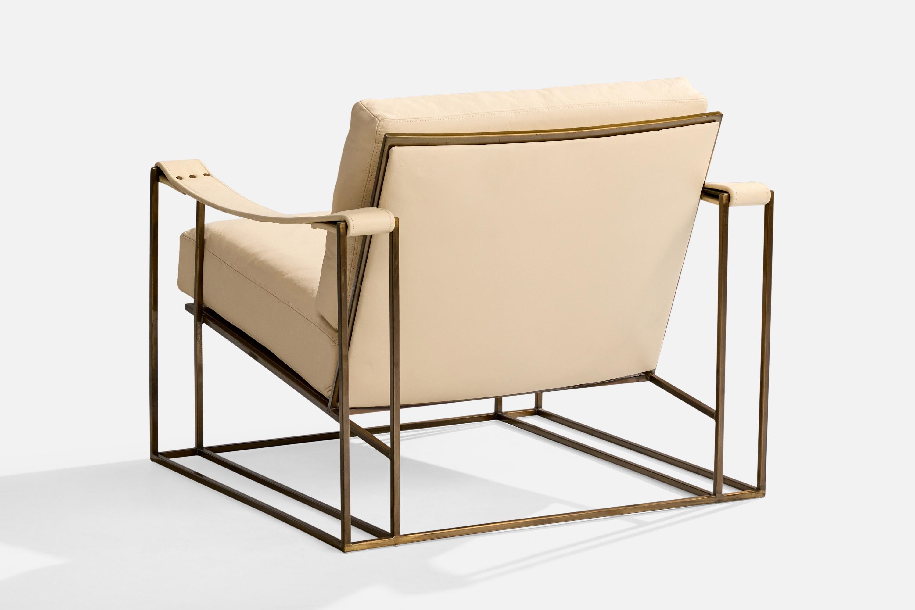 Milo Baughman, Sedia da salotto, pelle, acciaio, USA, 1972 In condizioni buone in vendita a High Point, NC