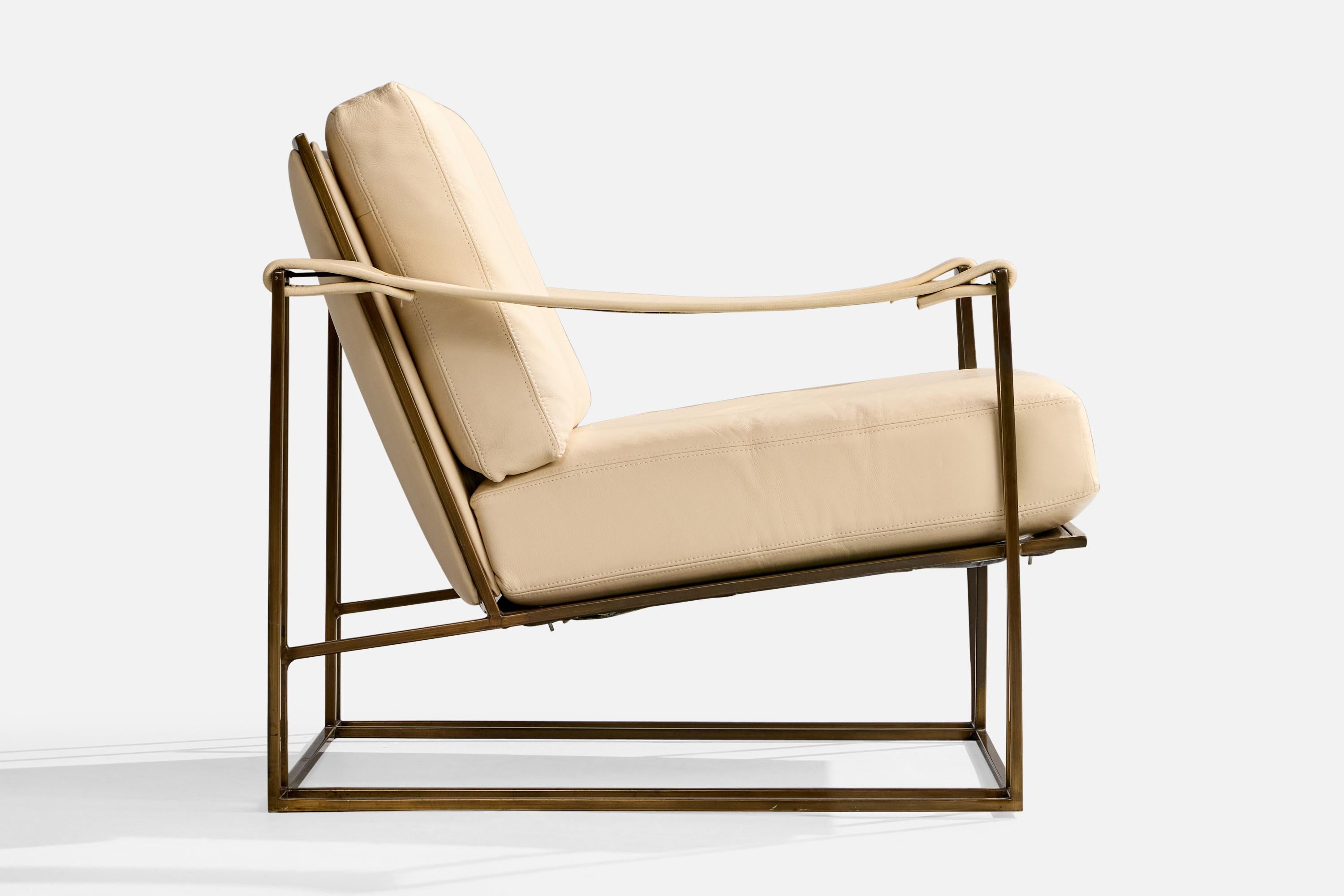 Fine XX secolo Milo Baughman, Sedia da salotto, pelle, acciaio, USA, 1972 in vendita